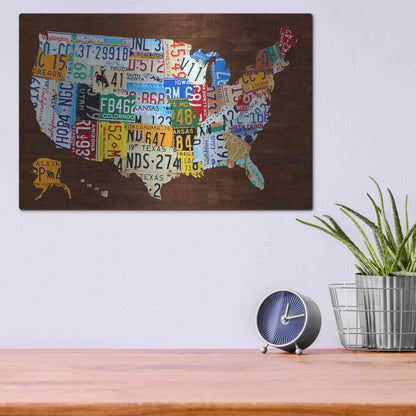 Luxe Metal Art 'United States of America License Plate Map 2018' by Design Turnpike, Metal Wall Art,16x12