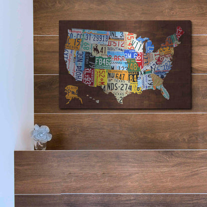 Luxe Metal Art 'United States of America License Plate Map 2018' by Design Turnpike, Metal Wall Art,16x12