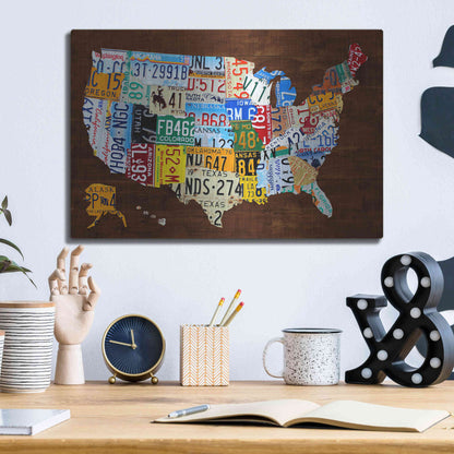 Luxe Metal Art 'United States of America License Plate Map 2018' by Design Turnpike, Metal Wall Art,16x12
