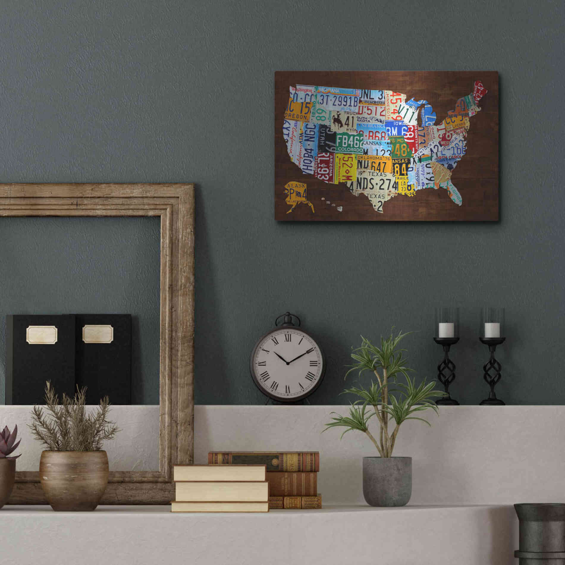 Luxe Metal Art 'United States of America License Plate Map 2018' by Design Turnpike, Metal Wall Art,16x12