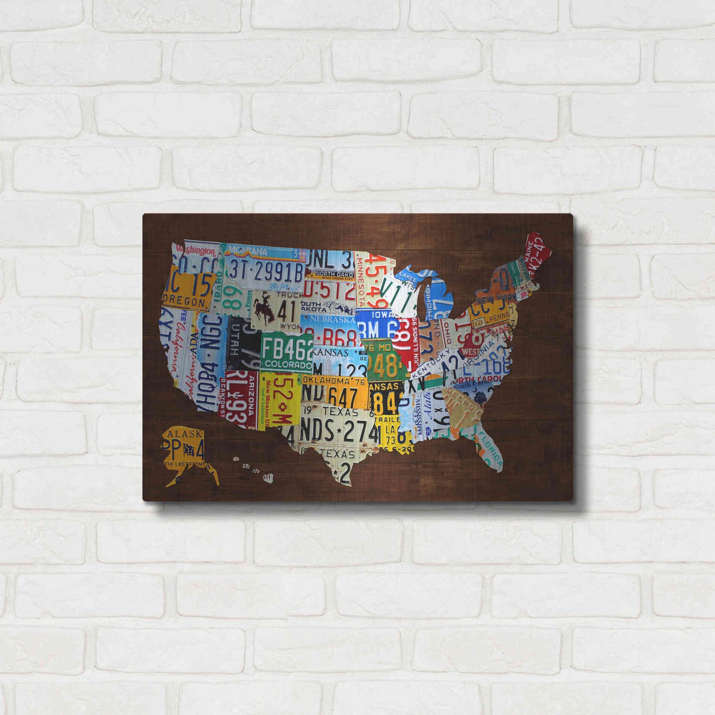 Luxe Metal Art 'United States of America License Plate Map 2018' by Design Turnpike, Metal Wall Art,24x16
