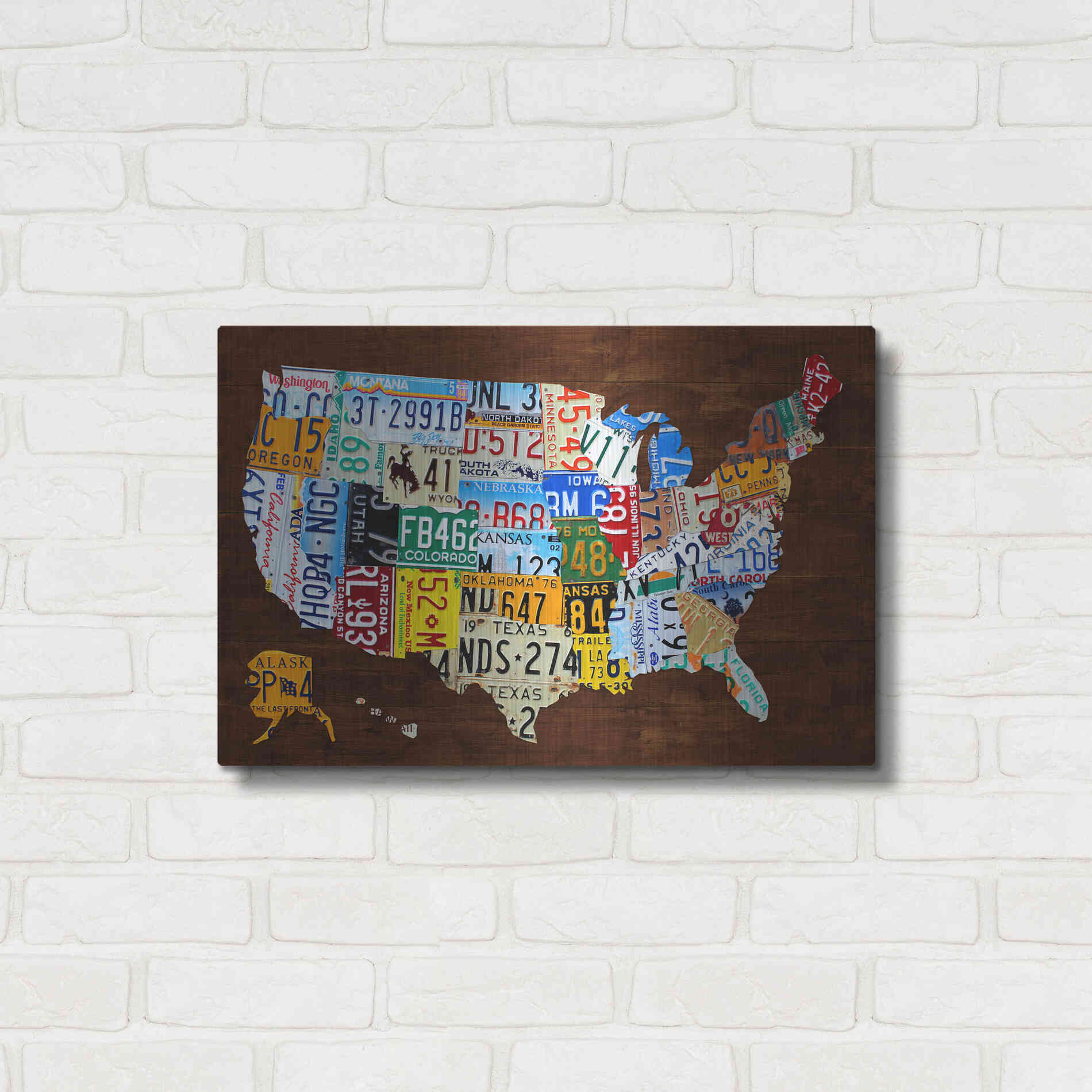 Luxe Metal Art 'United States of America License Plate Map 2018' by Design Turnpike, Metal Wall Art,24x16