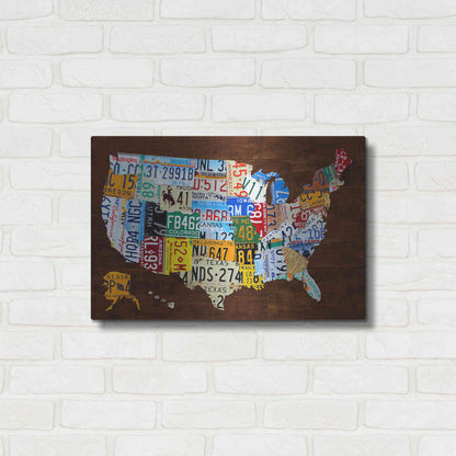 Luxe Metal Art 'United States of America License Plate Map 2018' by Design Turnpike, Metal Wall Art,24x16