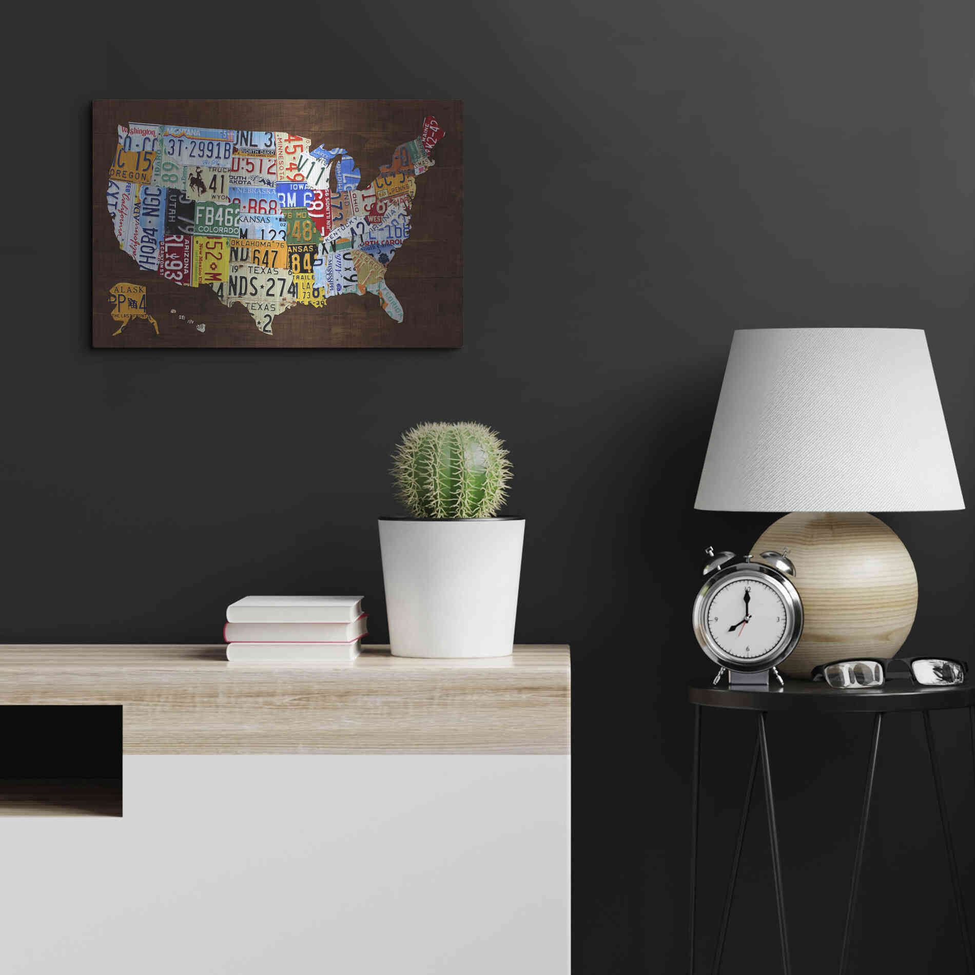 Luxe Metal Art 'United States of America License Plate Map 2018' by Design Turnpike, Metal Wall Art,24x16