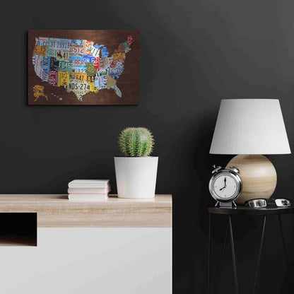 Luxe Metal Art 'United States of America License Plate Map 2018' by Design Turnpike, Metal Wall Art,24x16