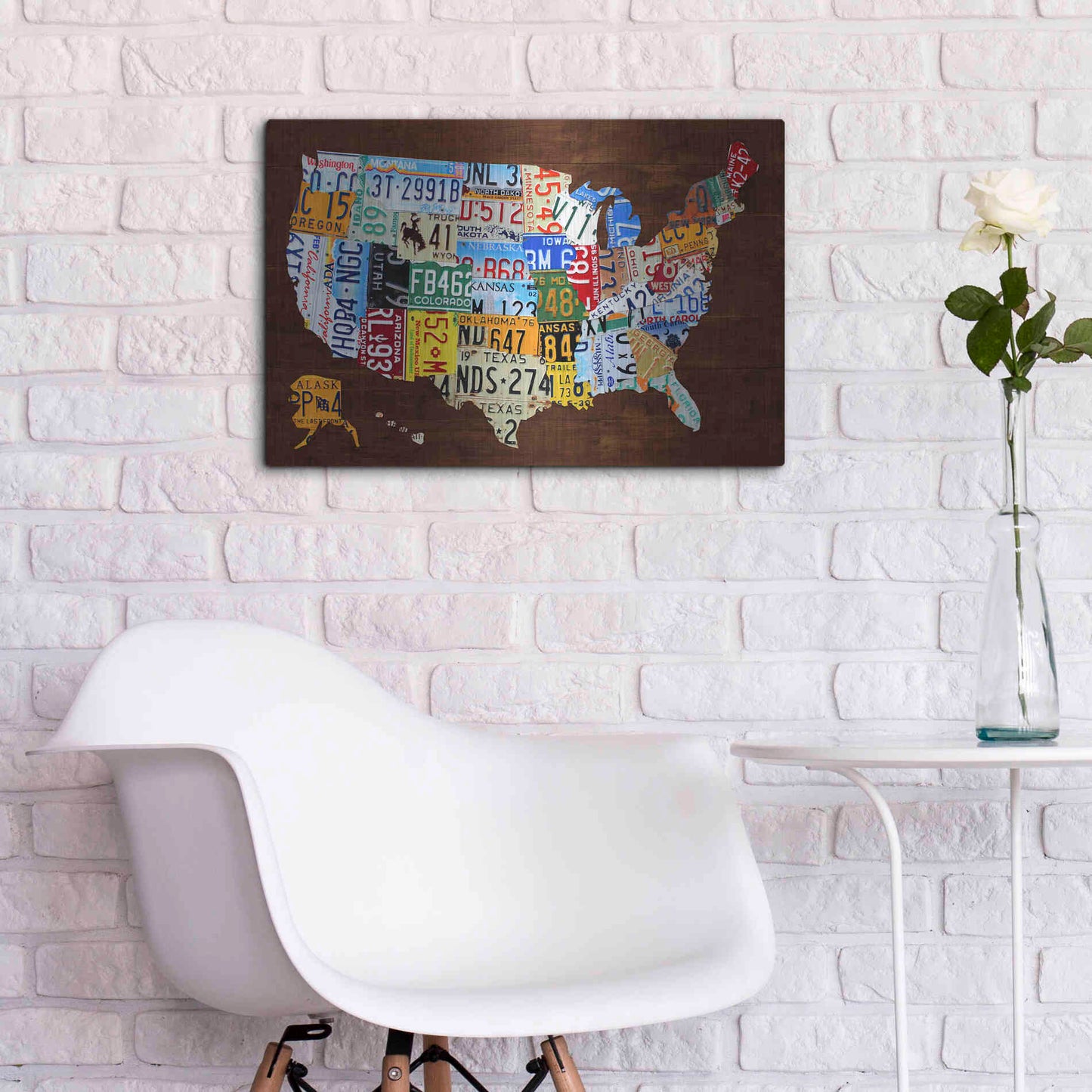 Luxe Metal Art 'United States of America License Plate Map 2018' by Design Turnpike, Metal Wall Art,24x16