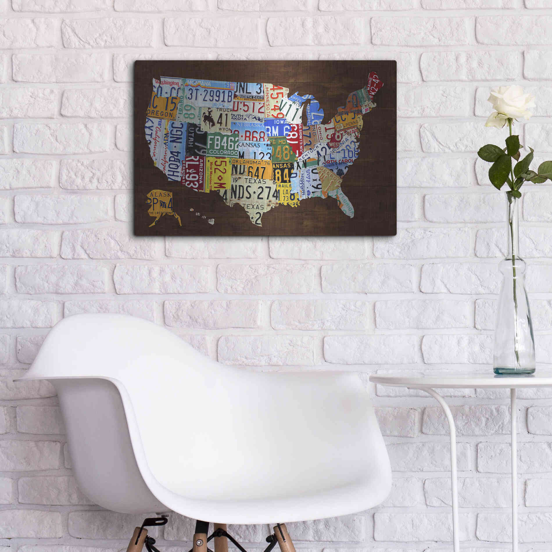 Luxe Metal Art 'United States of America License Plate Map 2018' by Design Turnpike, Metal Wall Art,24x16