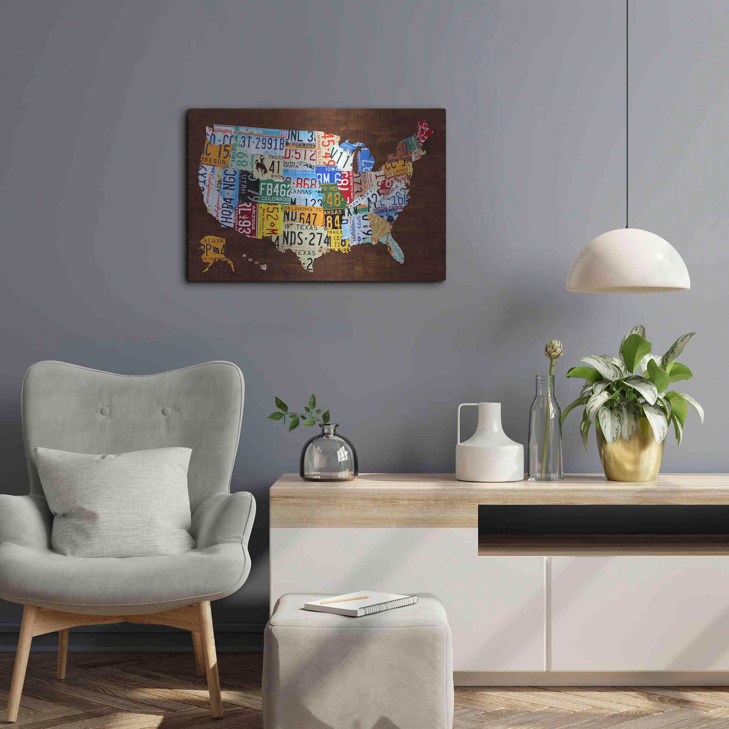 Luxe Metal Art 'United States of America License Plate Map 2018' by Design Turnpike, Metal Wall Art,24x16