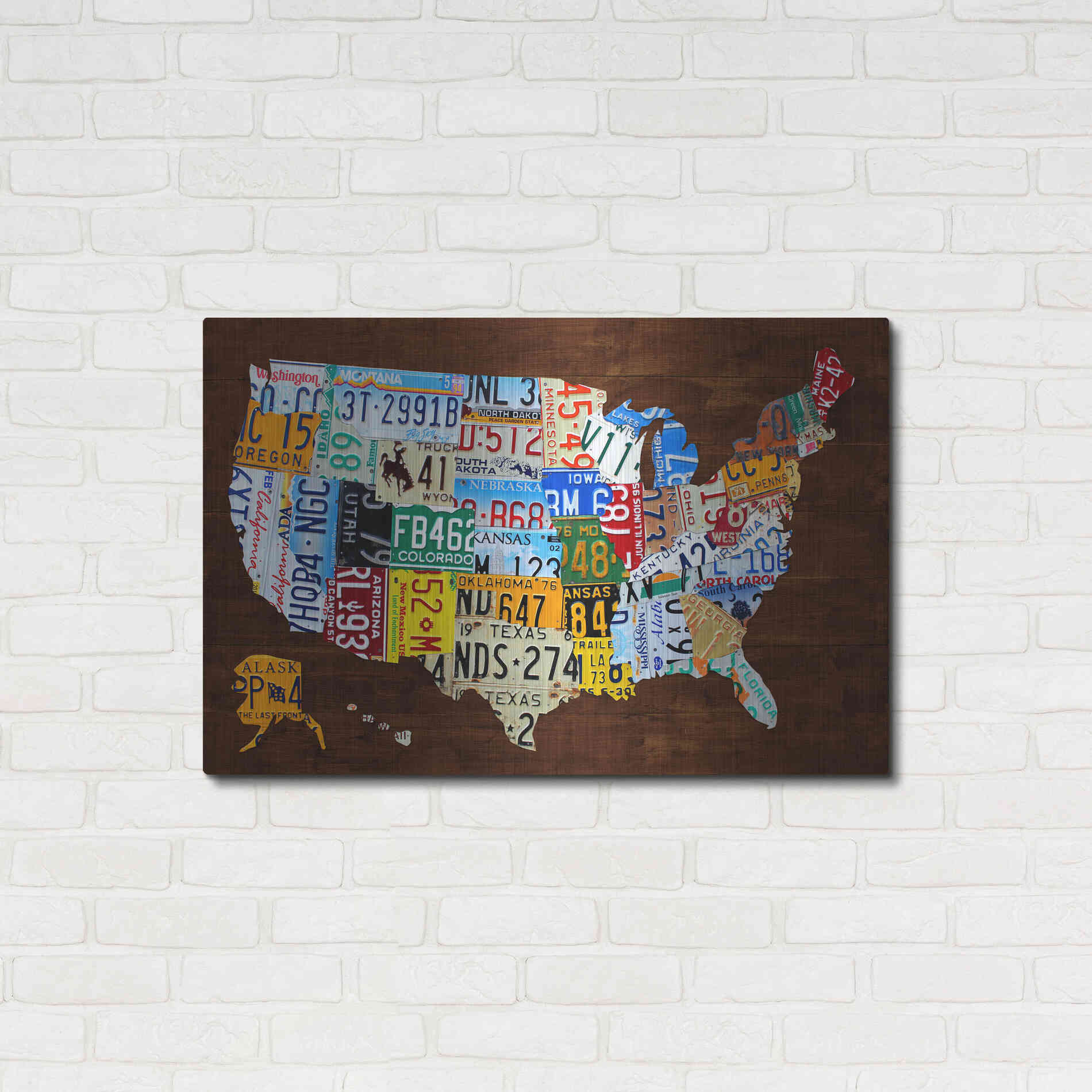 Luxe Metal Art 'United States of America License Plate Map 2018' by Design Turnpike, Metal Wall Art,36x24
