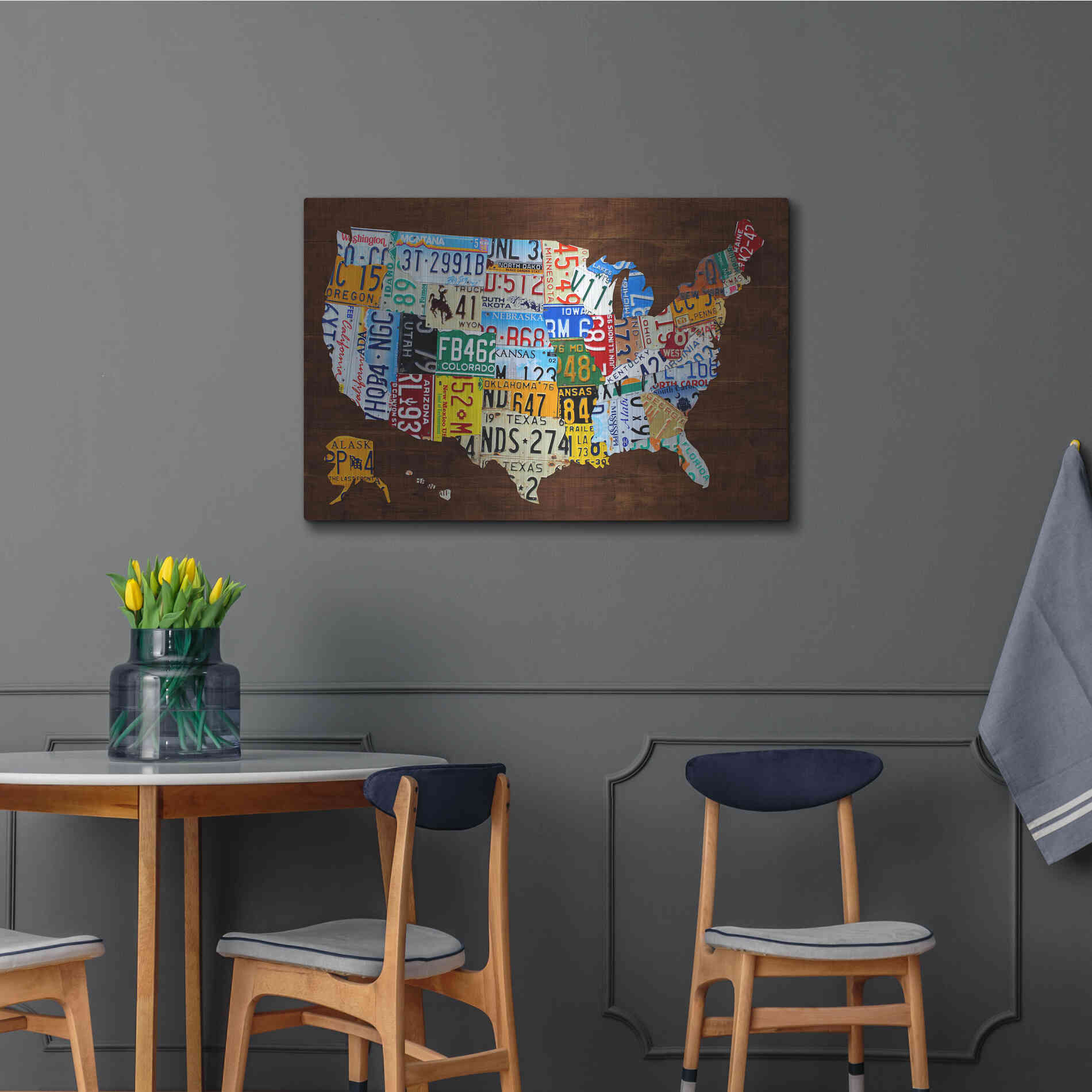 Luxe Metal Art 'United States of America License Plate Map 2018' by Design Turnpike, Metal Wall Art,36x24