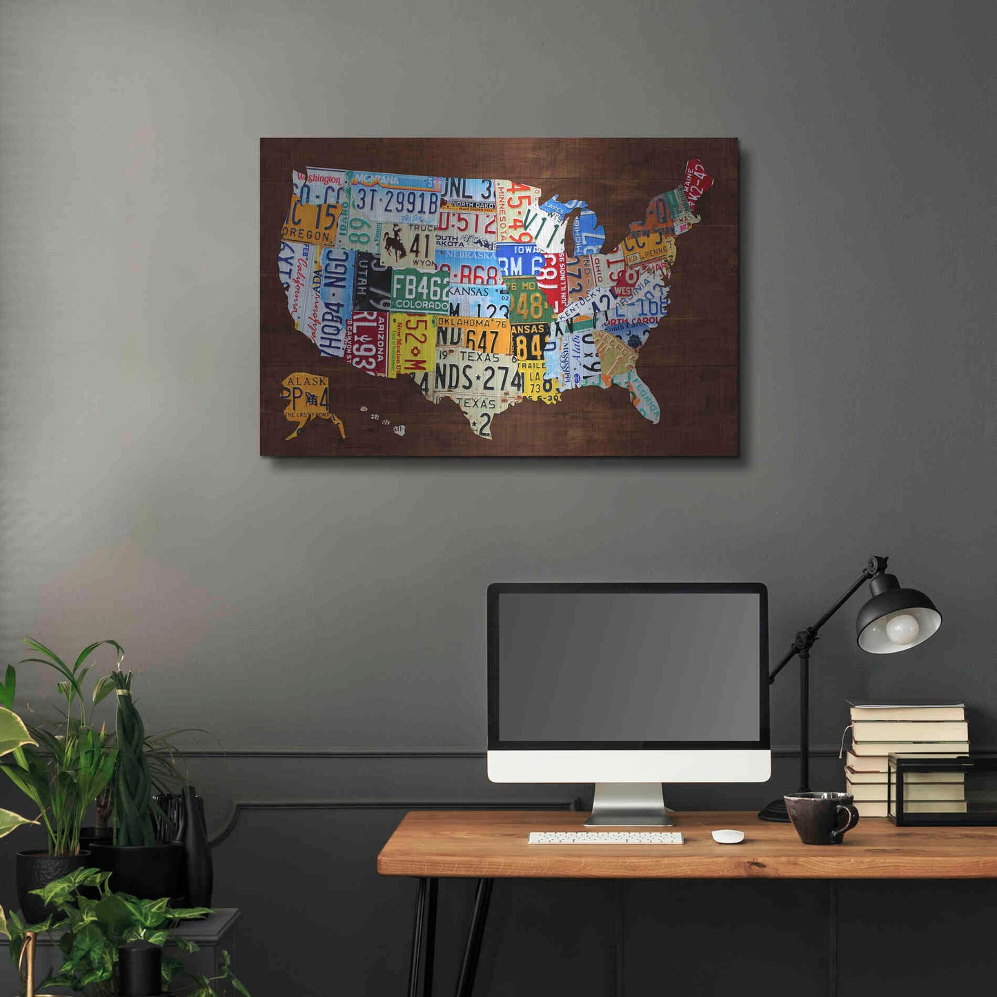 Luxe Metal Art 'United States of America License Plate Map 2018' by Design Turnpike, Metal Wall Art,36x24