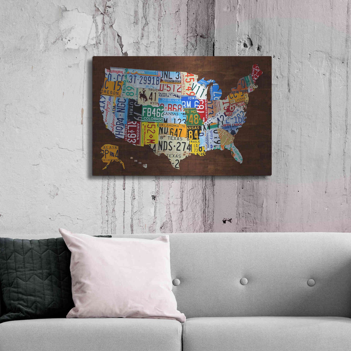 Luxe Metal Art 'United States of America License Plate Map 2018' by Design Turnpike, Metal Wall Art,36x24
