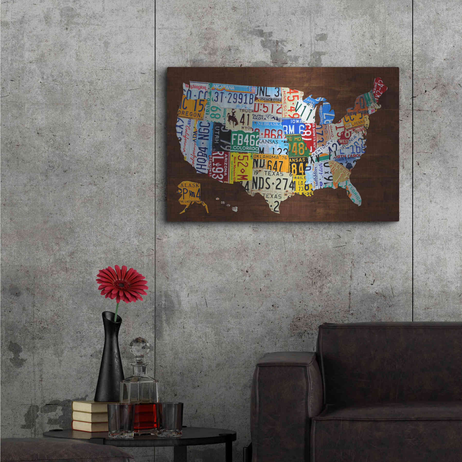 Luxe Metal Art 'United States of America License Plate Map 2018' by Design Turnpike, Metal Wall Art,36x24