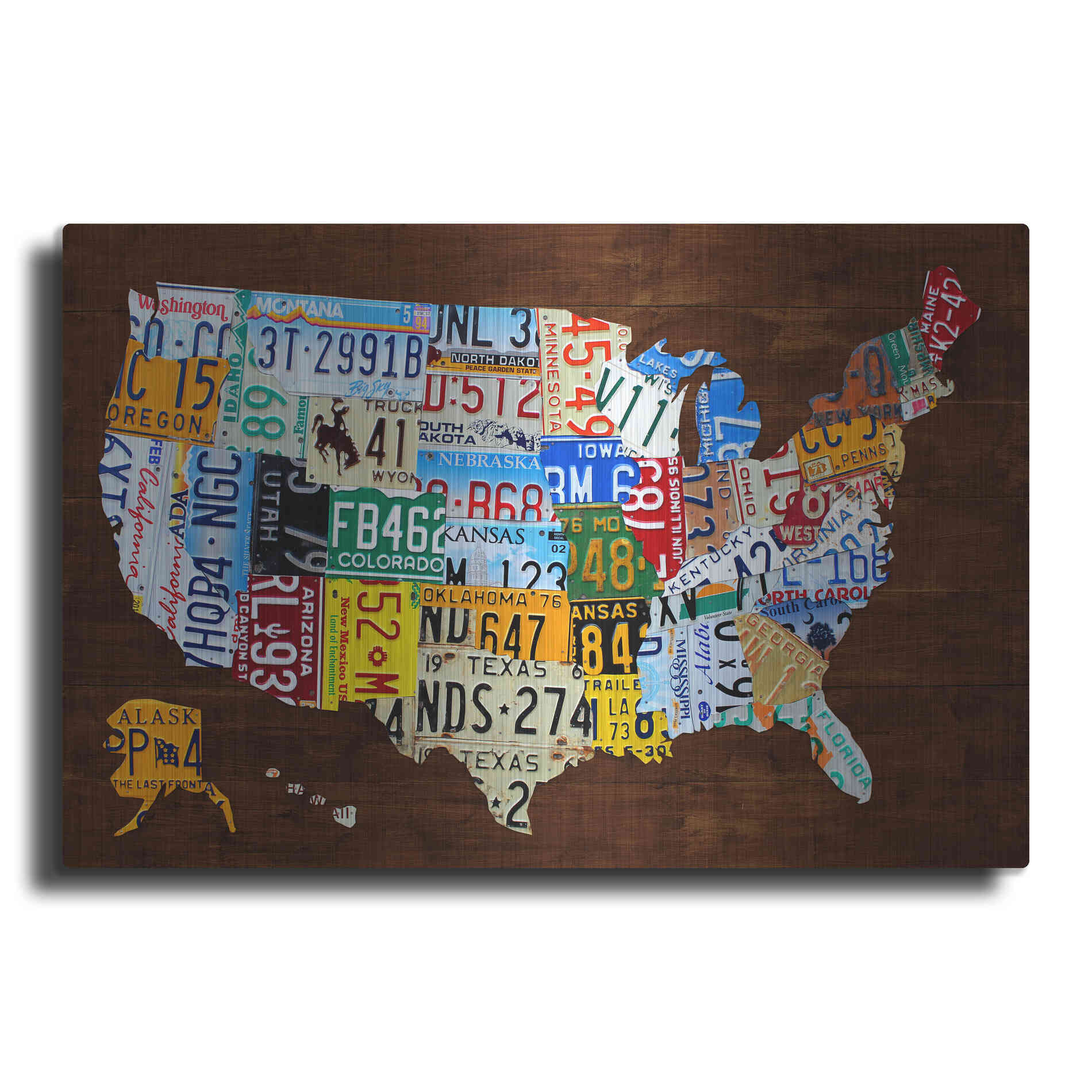 Luxe Metal Art 'United States of America License Plate Map 2018' by Design Turnpike, Metal Wall Art