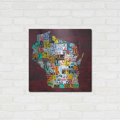 Luxe Metal Art 'Wisconsin Counties License Plate Map' by Design Turnpike, Metal Wall Art,24x24