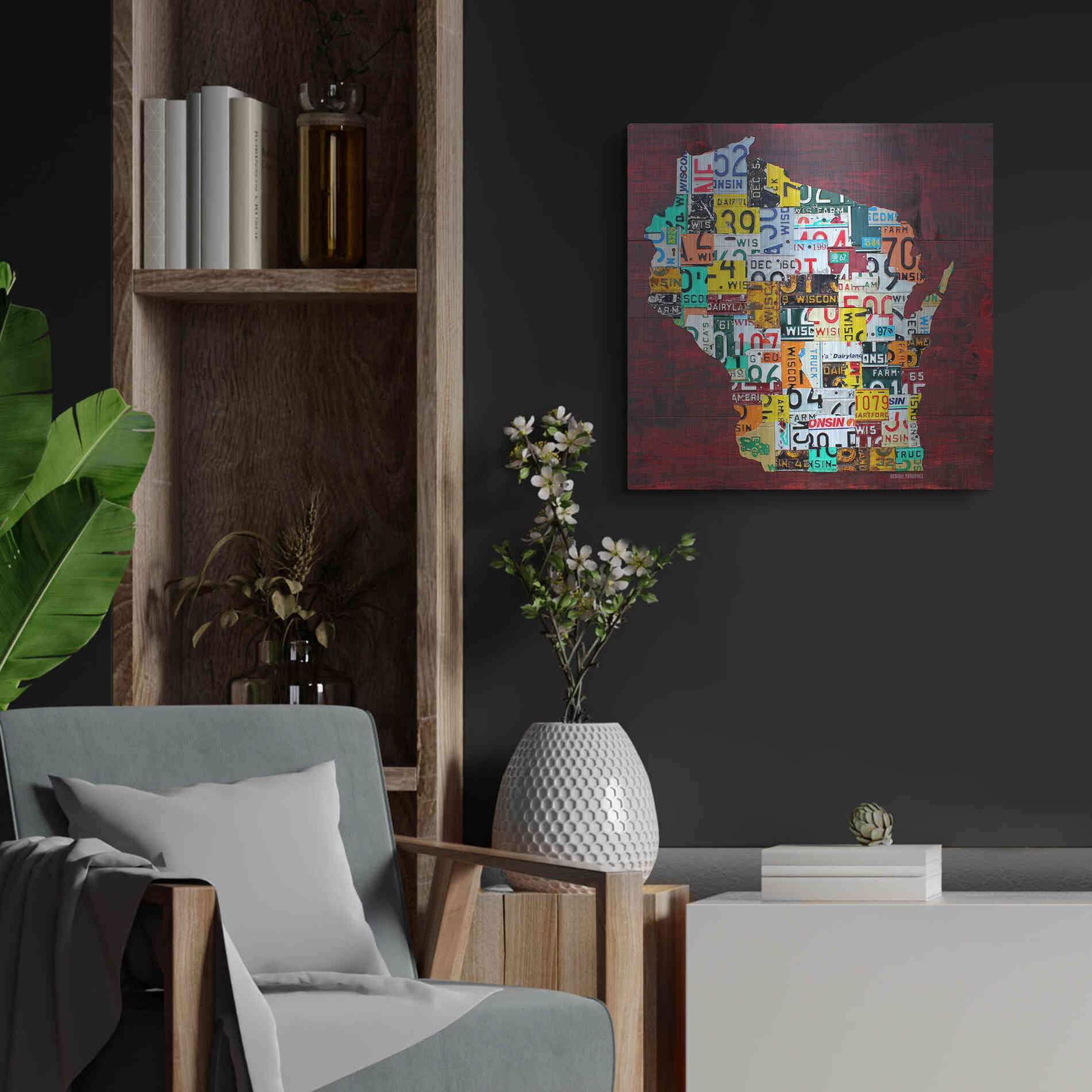 Luxe Metal Art 'Wisconsin Counties License Plate Map' by Design Turnpike, Metal Wall Art,24x24