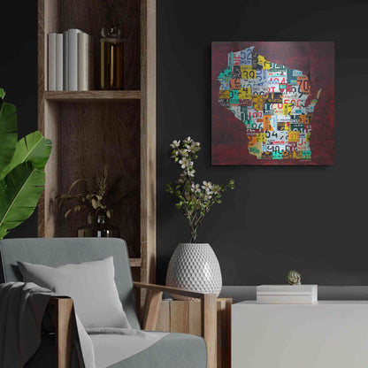 Luxe Metal Art 'Wisconsin Counties License Plate Map' by Design Turnpike, Metal Wall Art,24x24