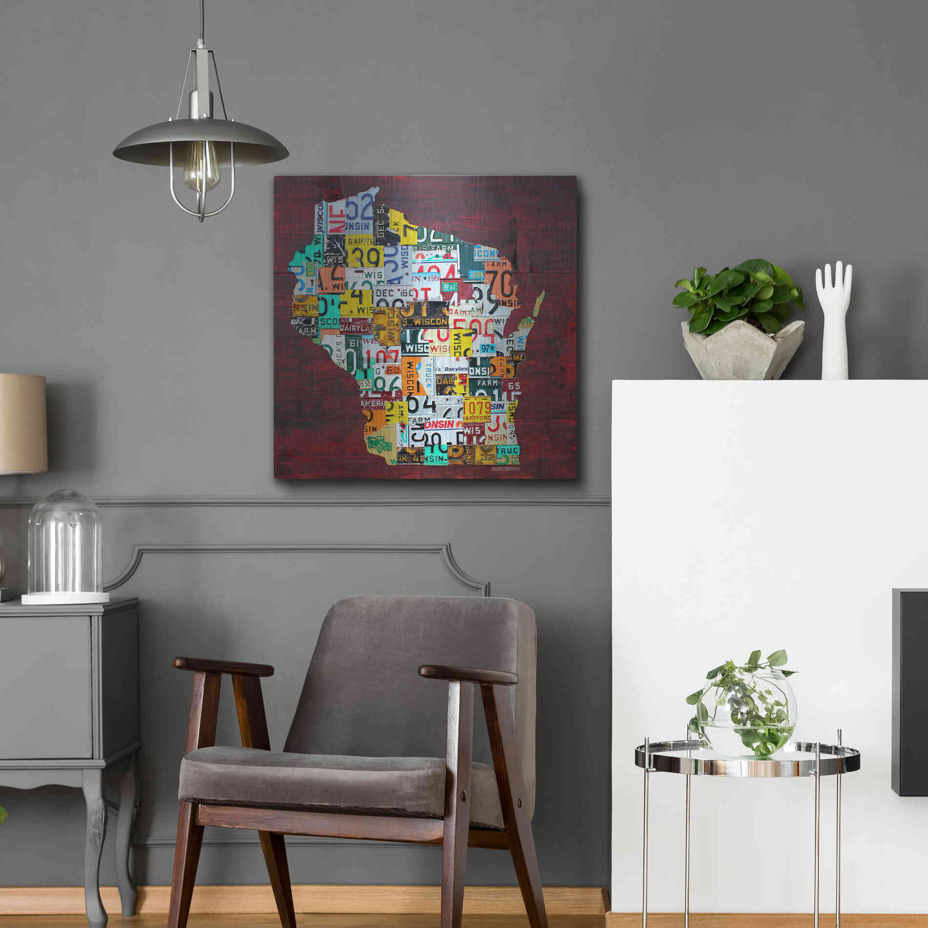 Luxe Metal Art 'Wisconsin Counties License Plate Map' by Design Turnpike, Metal Wall Art,24x24