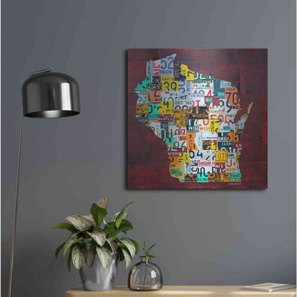 Luxe Metal Art 'Wisconsin Counties License Plate Map' by Design Turnpike, Metal Wall Art,24x24