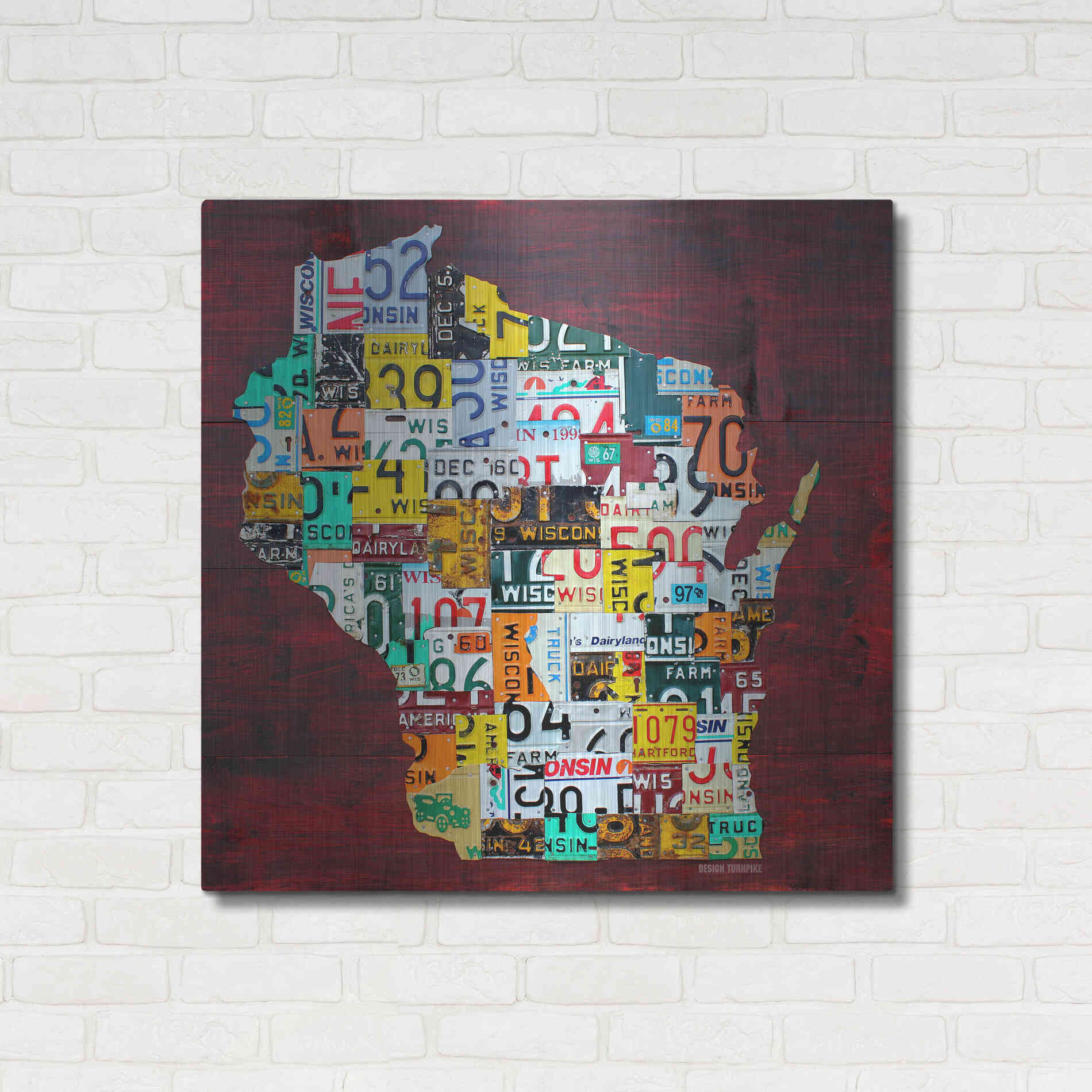 Luxe Metal Art 'Wisconsin Counties License Plate Map' by Design Turnpike, Metal Wall Art,36x36