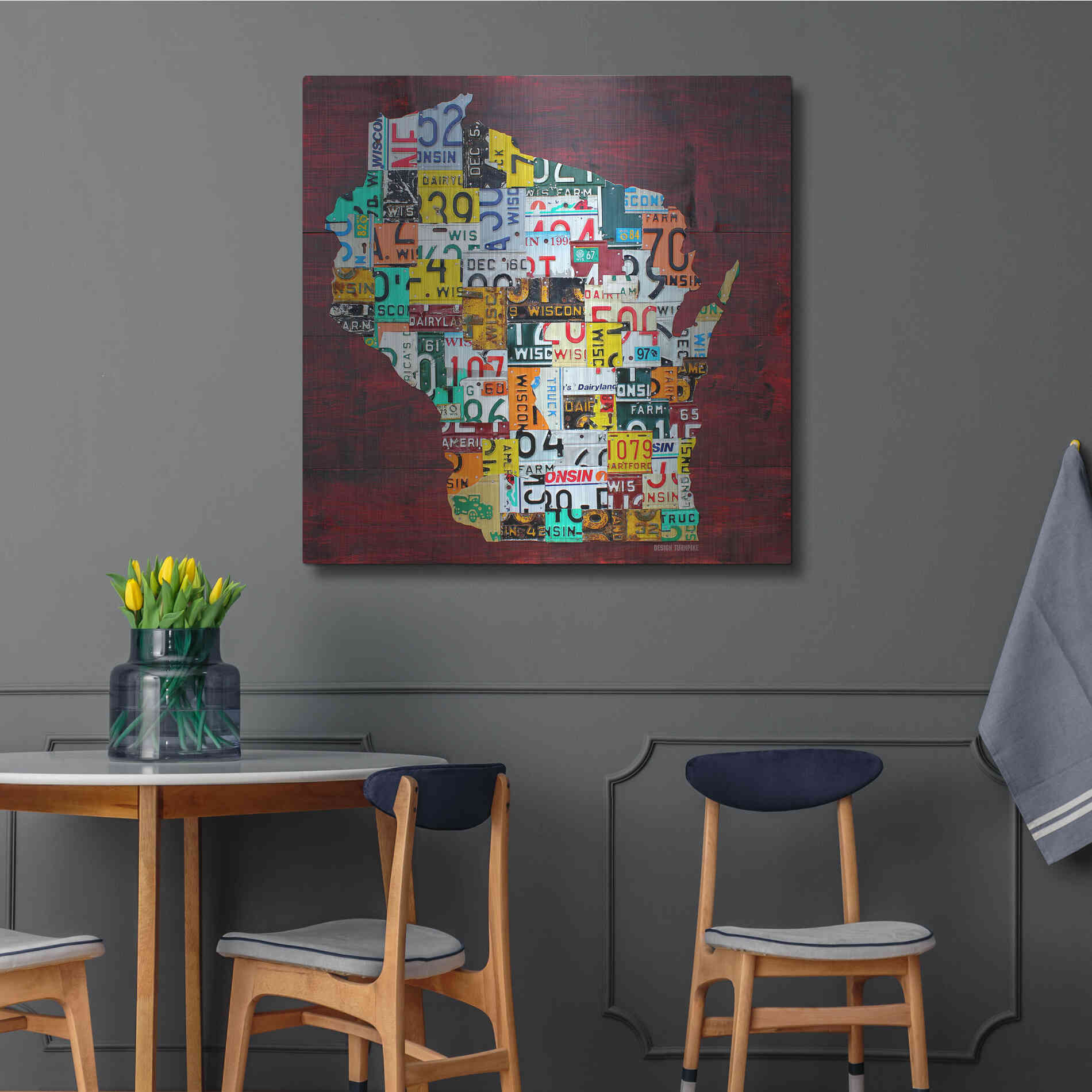 Luxe Metal Art 'Wisconsin Counties License Plate Map' by Design Turnpike, Metal Wall Art,36x36