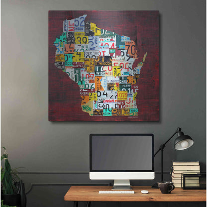 Luxe Metal Art 'Wisconsin Counties License Plate Map' by Design Turnpike, Metal Wall Art,36x36
