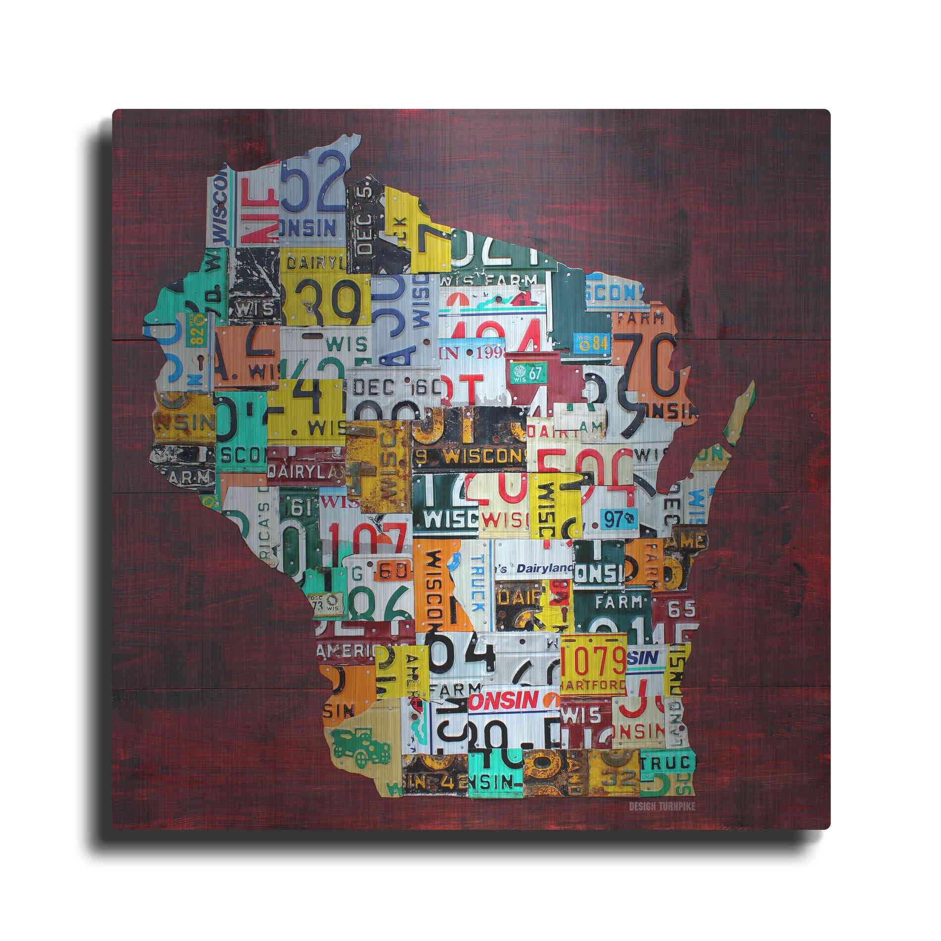 Luxe Metal Art 'Wisconsin Counties License Plate Map' by Design Turnpike, Metal Wall Art