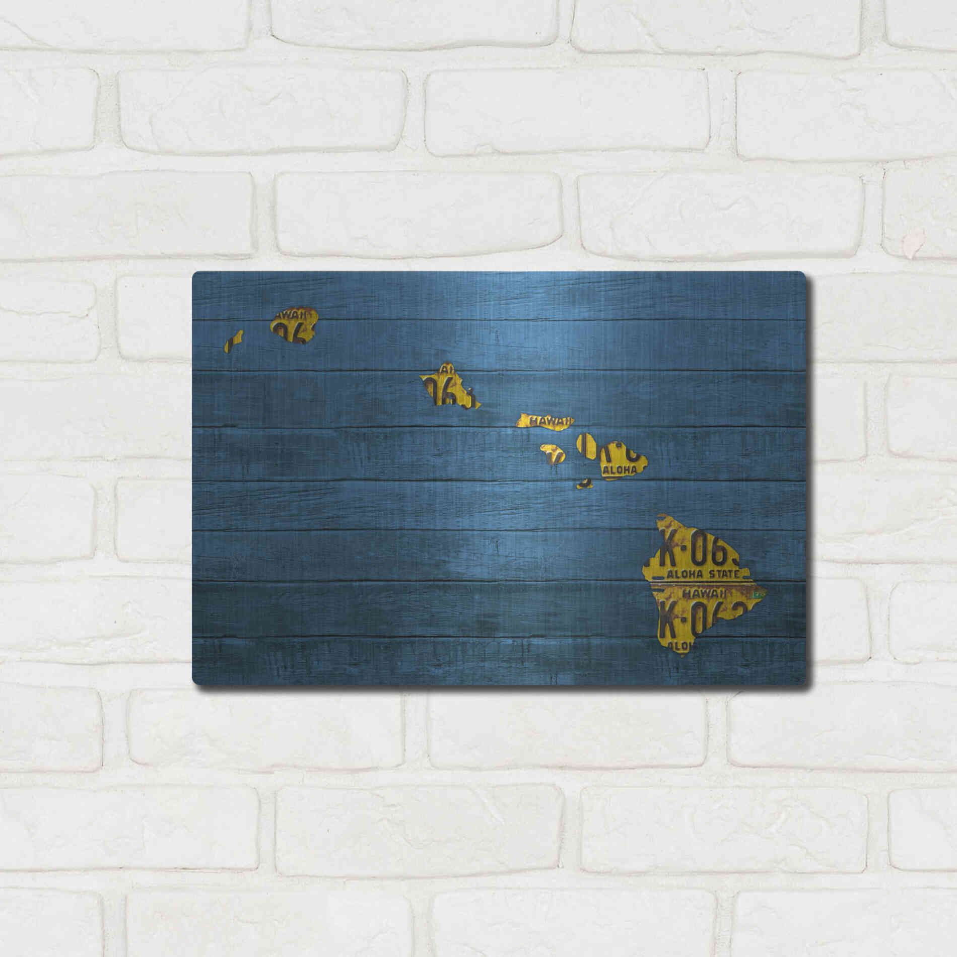Luxe Metal Art 'New Hawaii Map' by Design Turnpike, Metal Wall Art,16x12