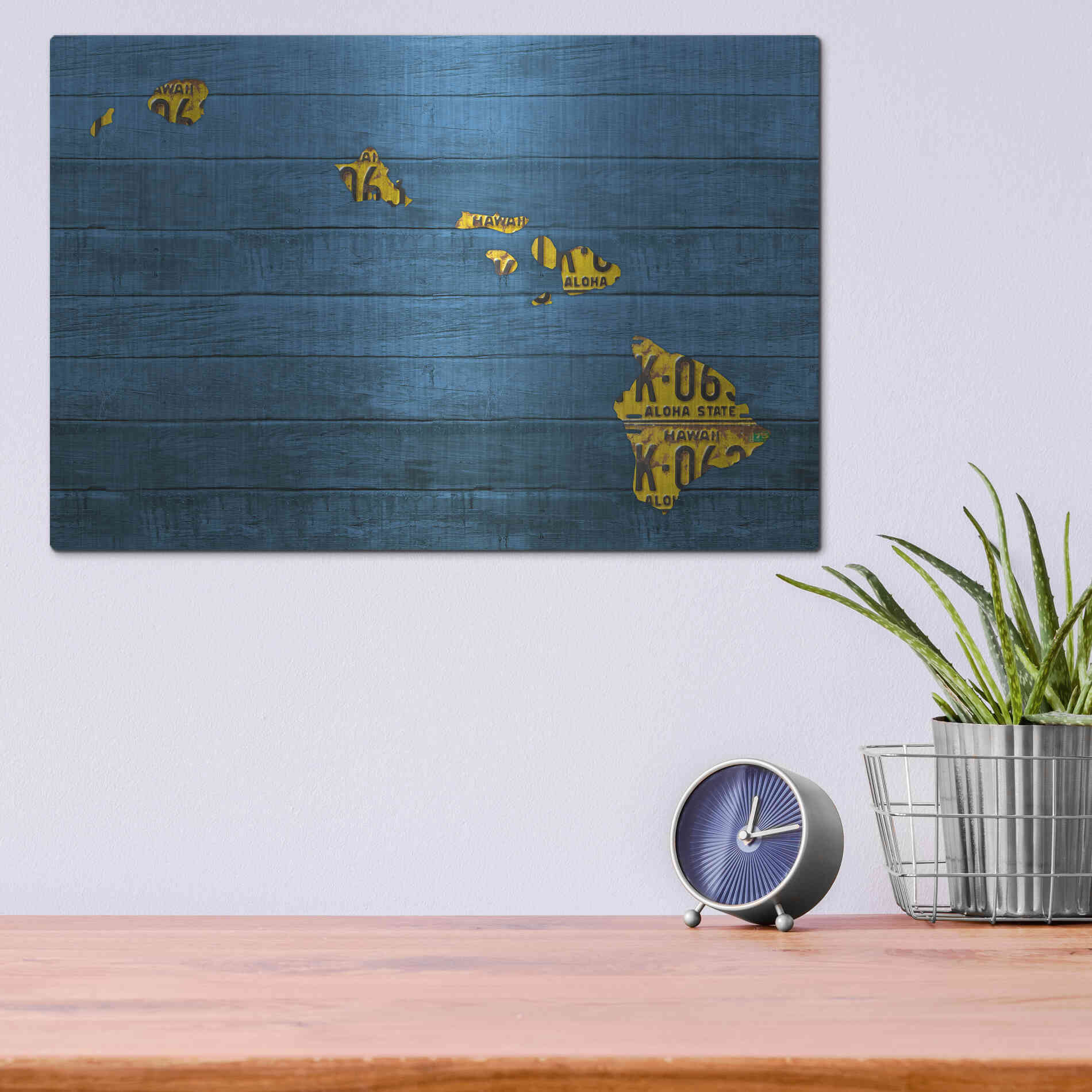 Luxe Metal Art 'New Hawaii Map' by Design Turnpike, Metal Wall Art,16x12