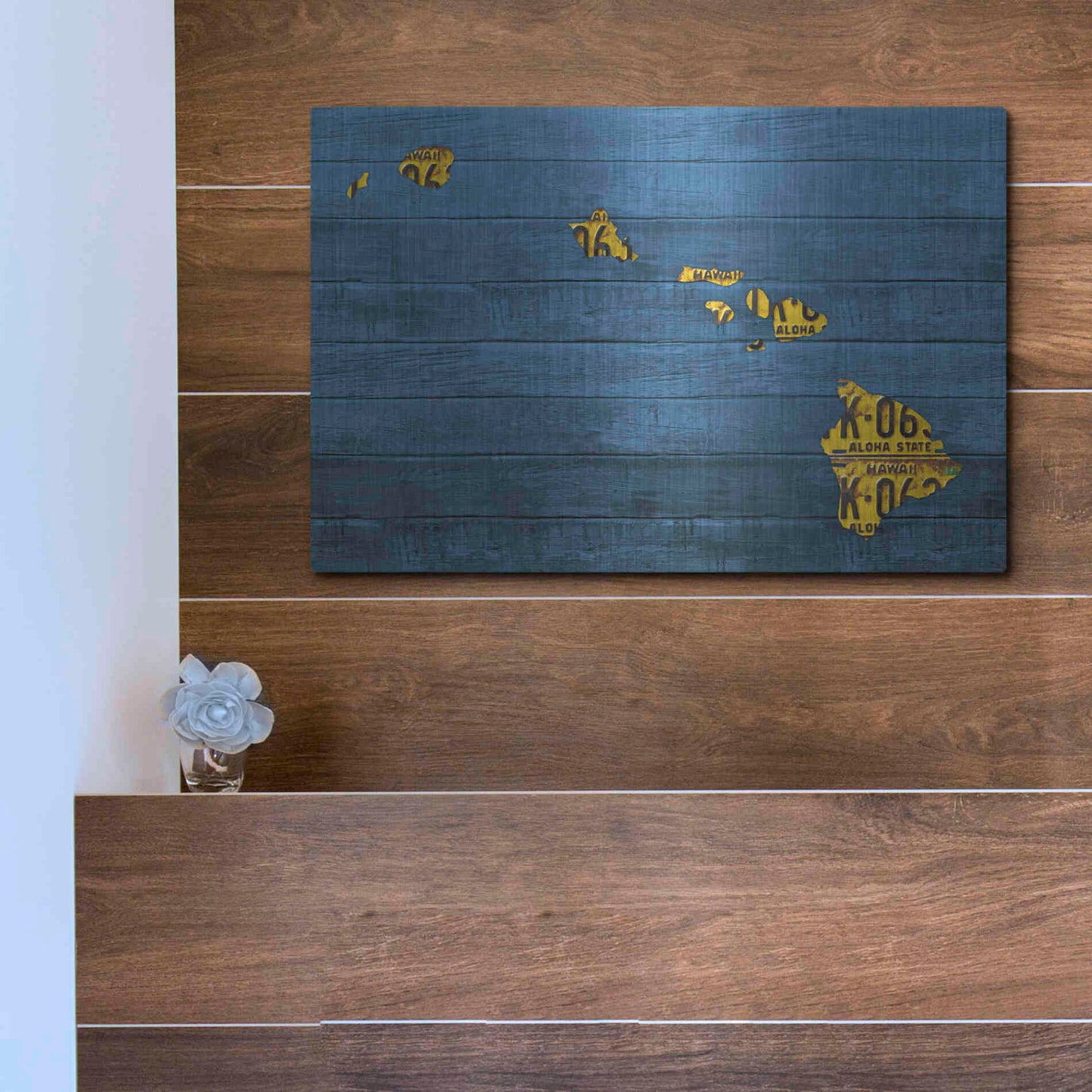 Luxe Metal Art 'New Hawaii Map' by Design Turnpike, Metal Wall Art,16x12