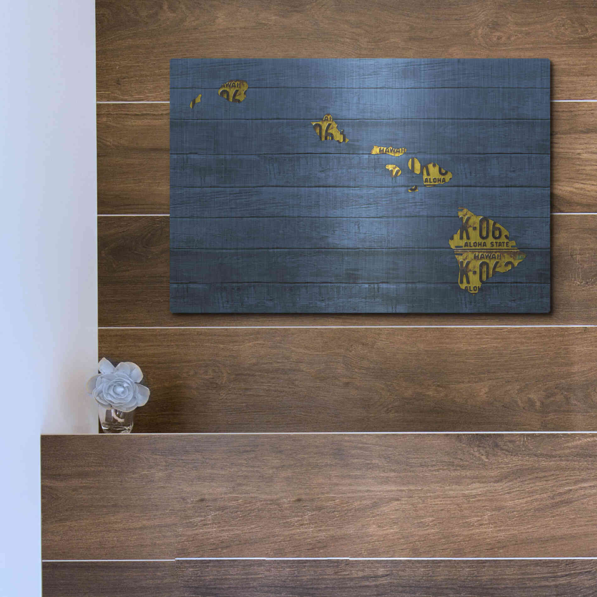Luxe Metal Art 'New Hawaii Map' by Design Turnpike, Metal Wall Art,16x12