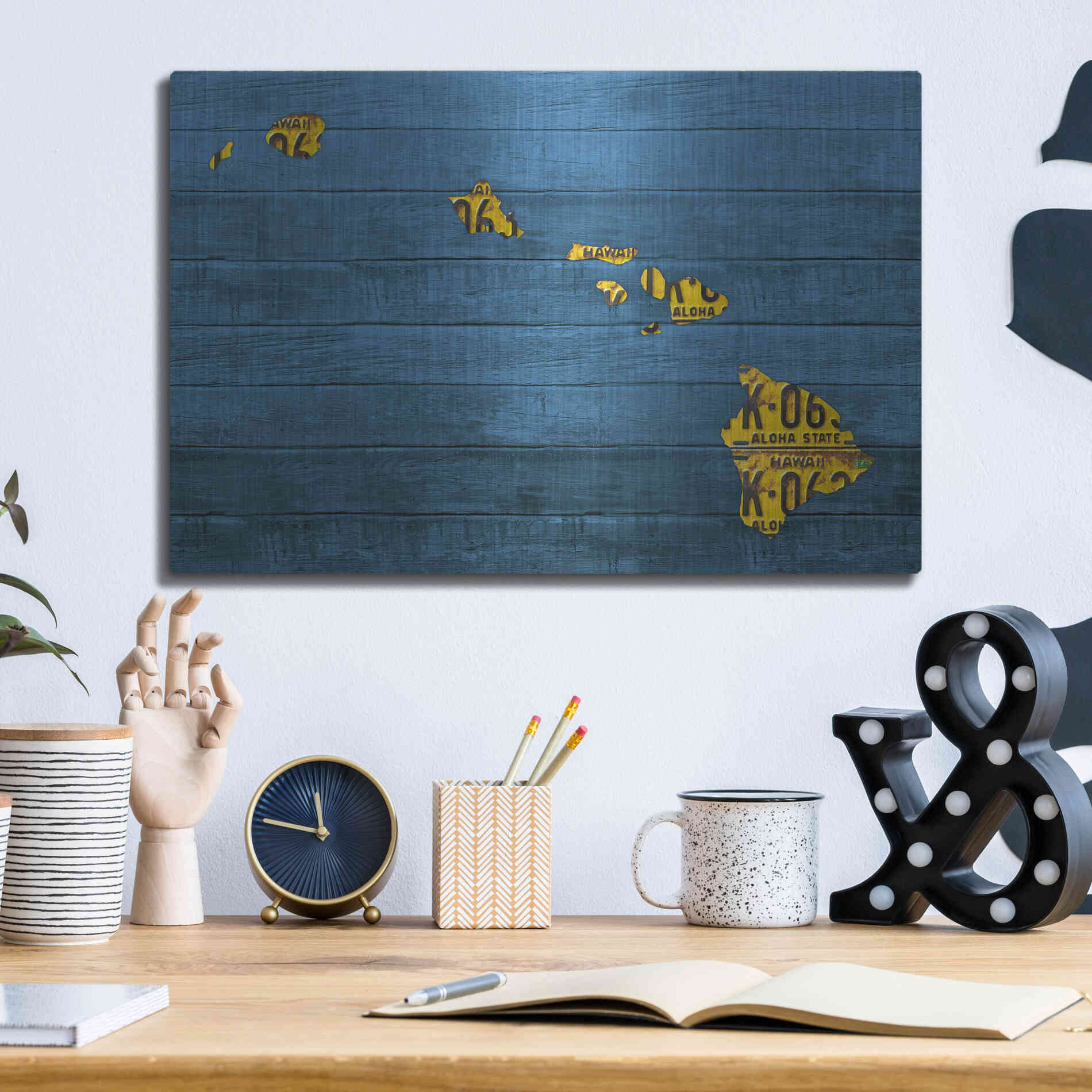 Luxe Metal Art 'New Hawaii Map' by Design Turnpike, Metal Wall Art,16x12