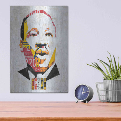 Luxe Metal Art 'Mlk Dream Portrait' by Design Turnpike, Metal Wall Art,12x16