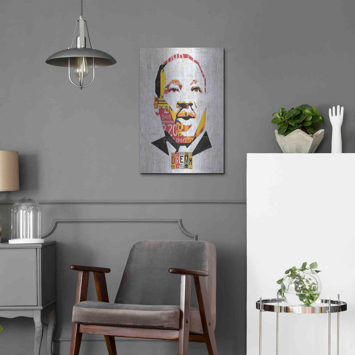 Luxe Metal Art 'Mlk Dream Portrait' by Design Turnpike, Metal Wall Art,16x24