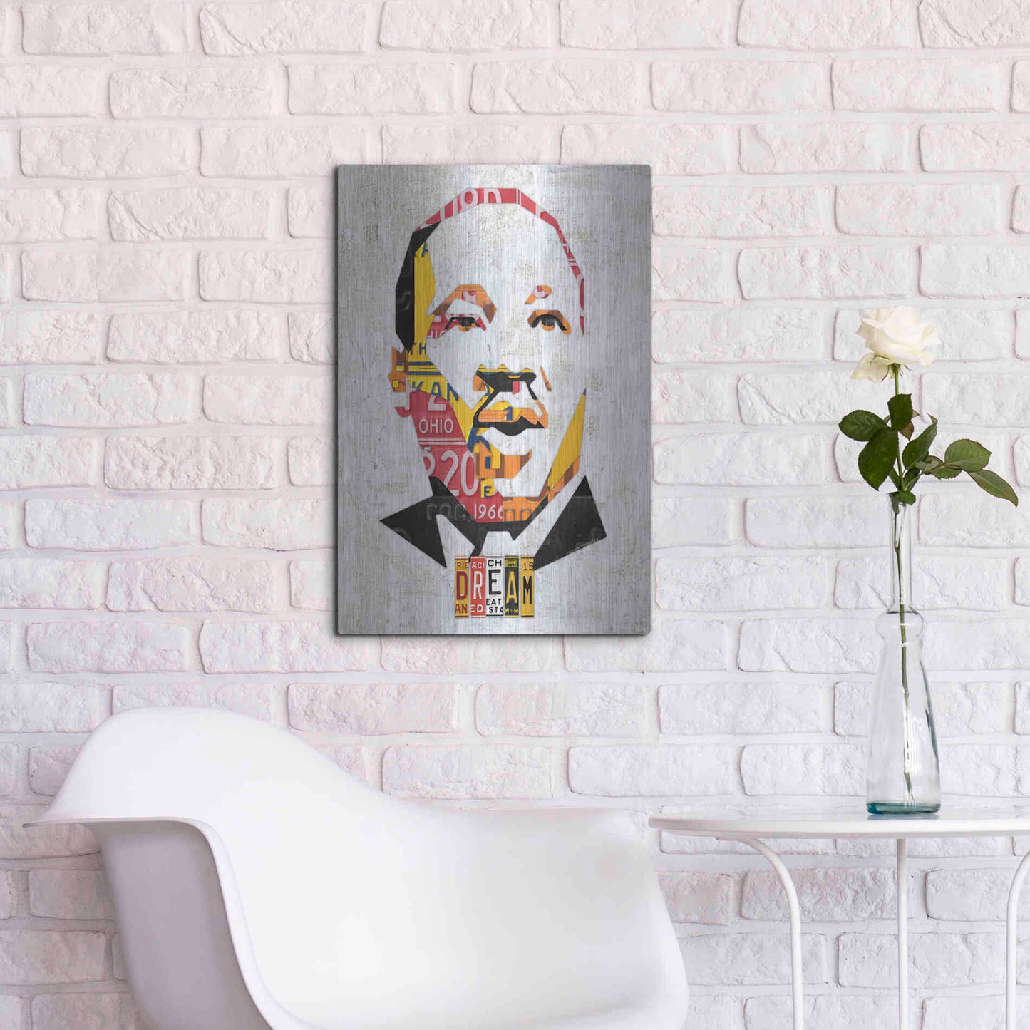 Luxe Metal Art 'Mlk Dream Portrait' by Design Turnpike, Metal Wall Art,16x24