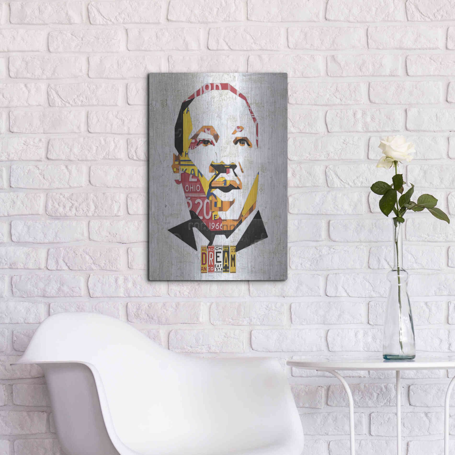 Luxe Metal Art 'Mlk Dream Portrait' by Design Turnpike, Metal Wall Art,16x24