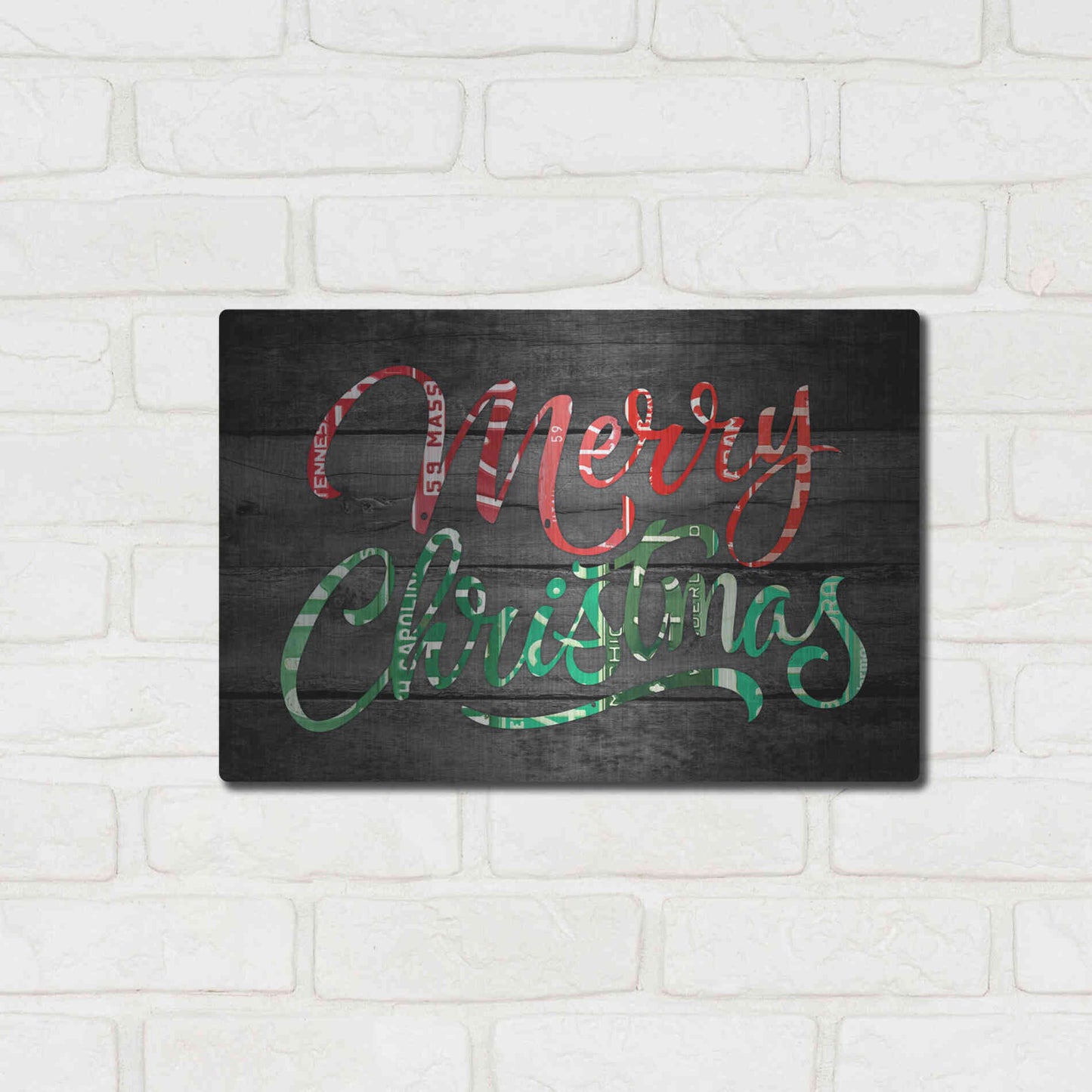 Luxe Metal Art 'Merry Christmas License Plates' by Design Turnpike, Metal Wall Art,16x12