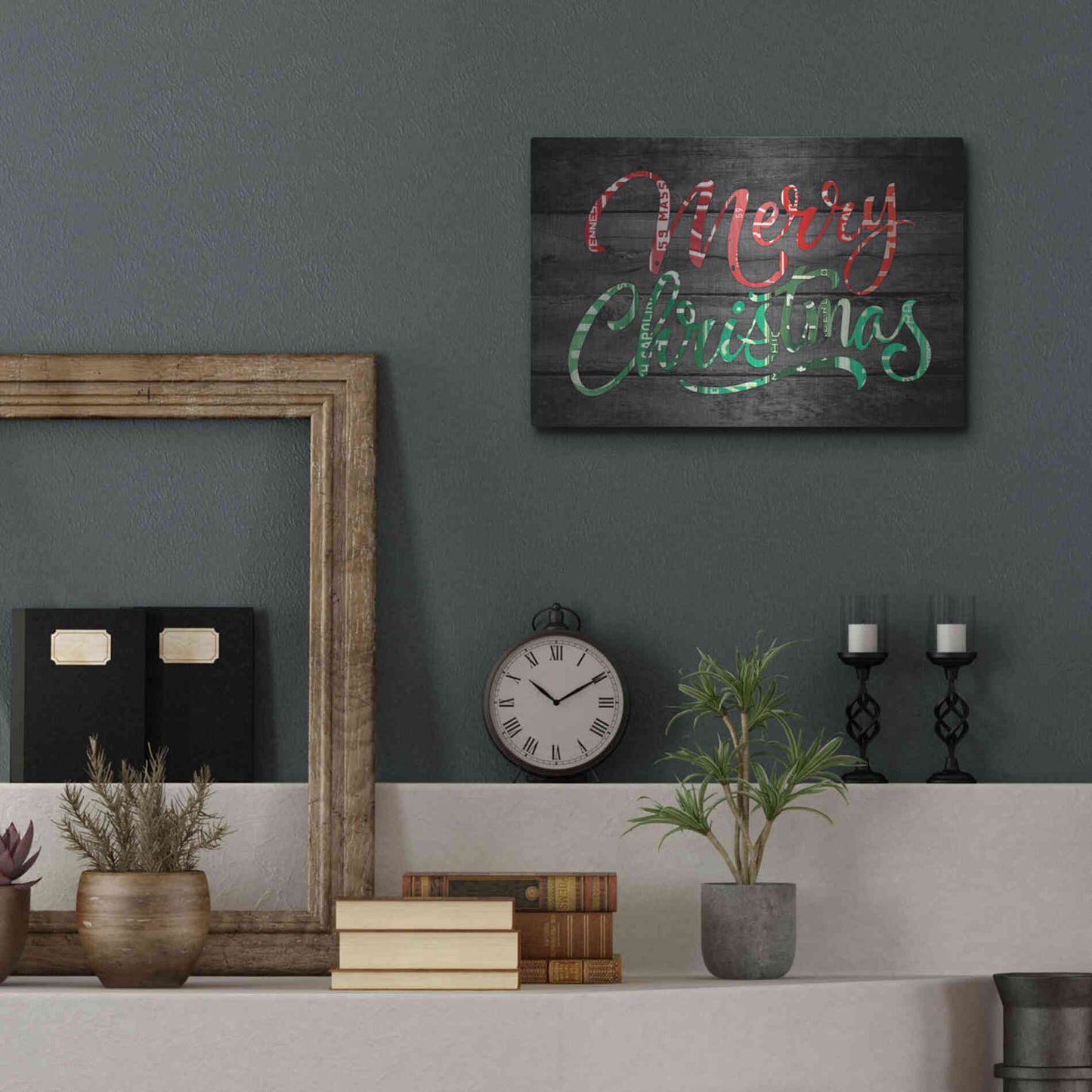 Luxe Metal Art 'Merry Christmas License Plates' by Design Turnpike, Metal Wall Art,16x12