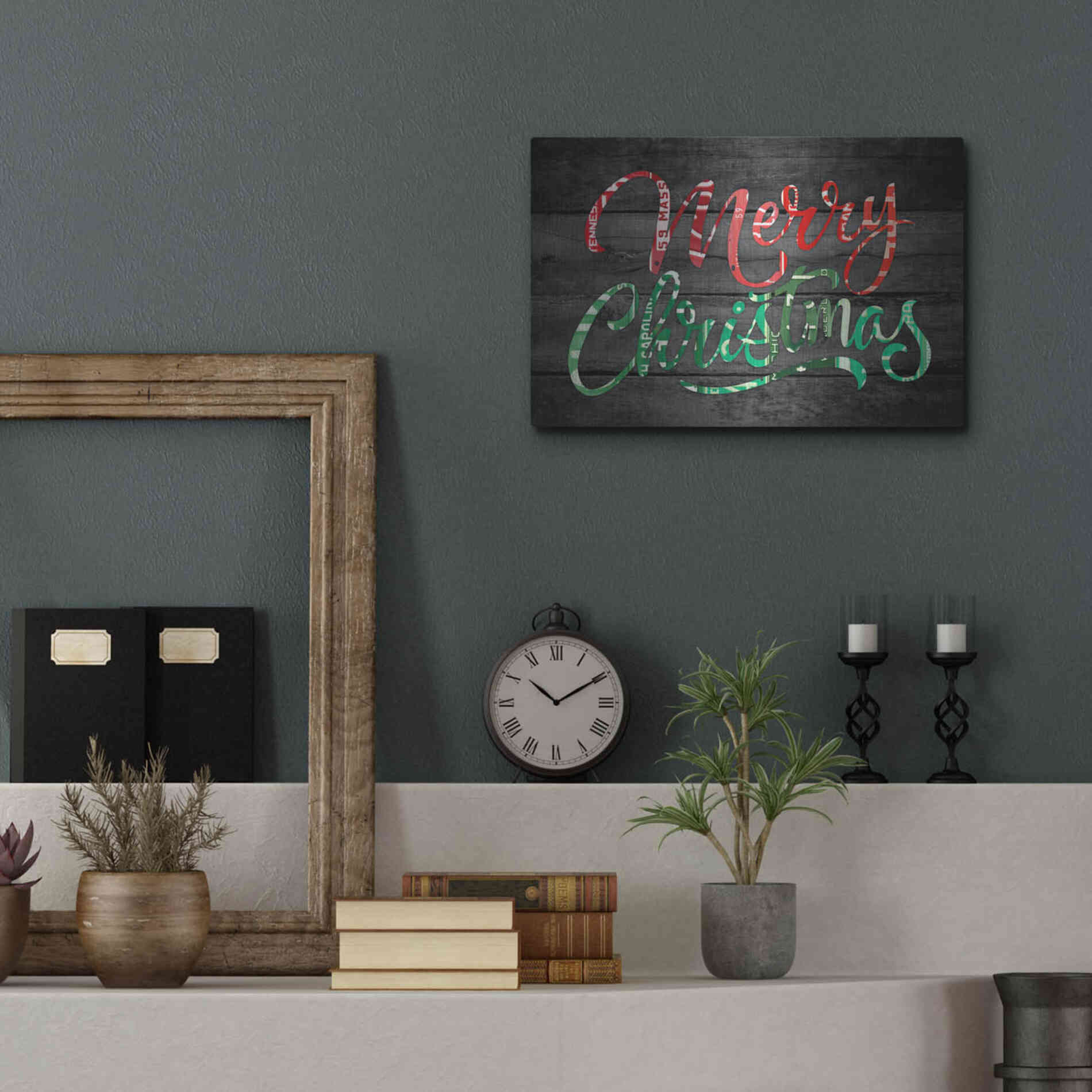 Luxe Metal Art 'Merry Christmas License Plates' by Design Turnpike, Metal Wall Art,16x12