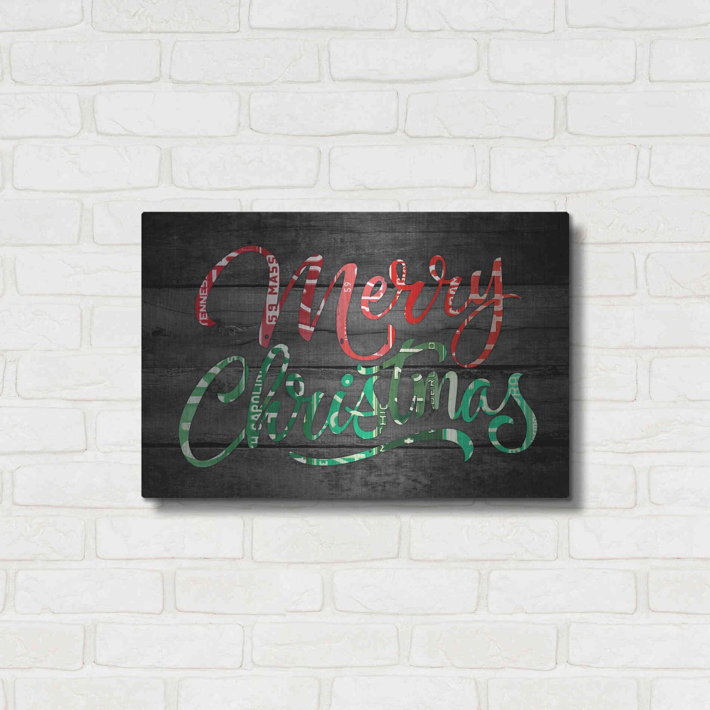 Luxe Metal Art 'Merry Christmas License Plates' by Design Turnpike, Metal Wall Art,24x16