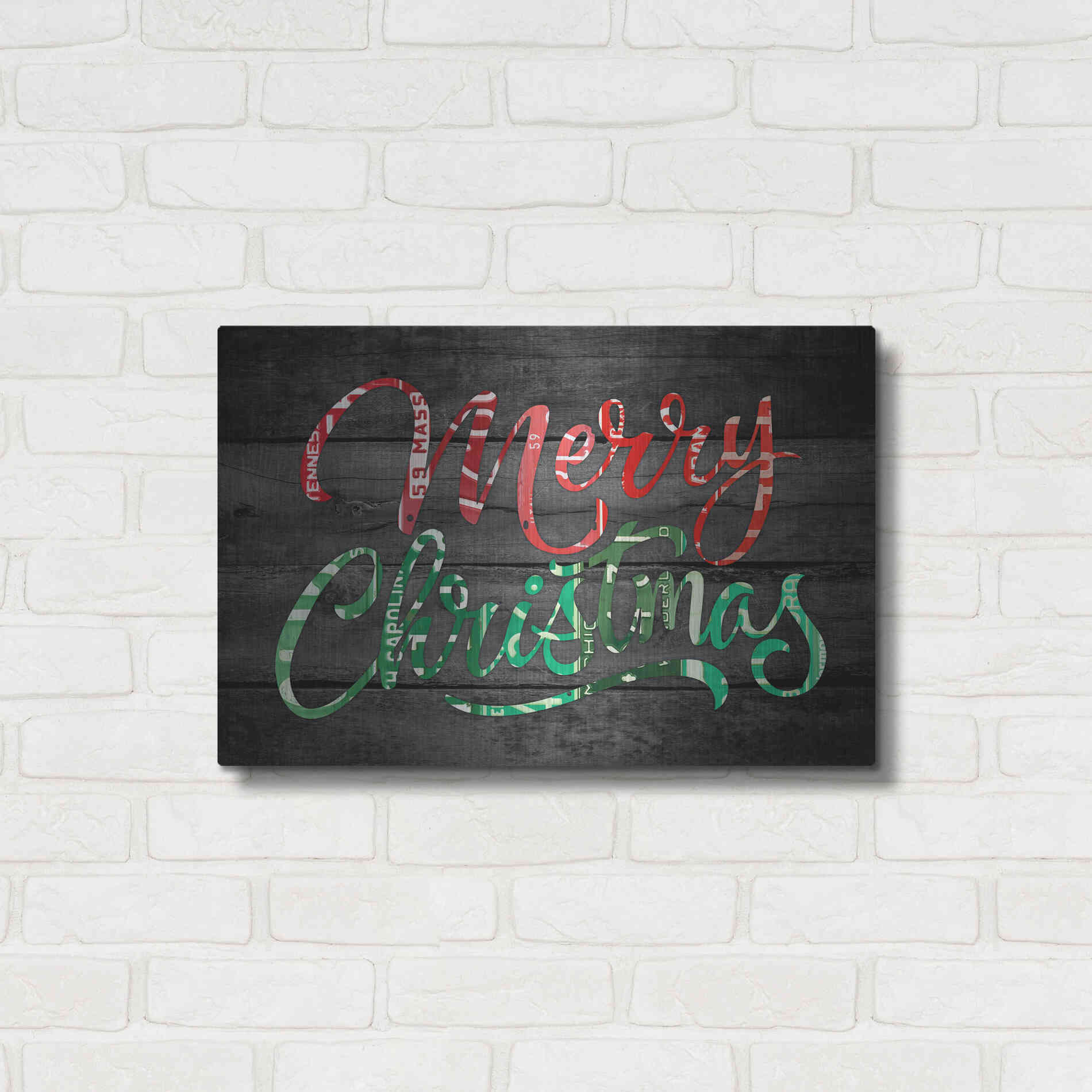 Luxe Metal Art 'Merry Christmas License Plates' by Design Turnpike, Metal Wall Art,24x16