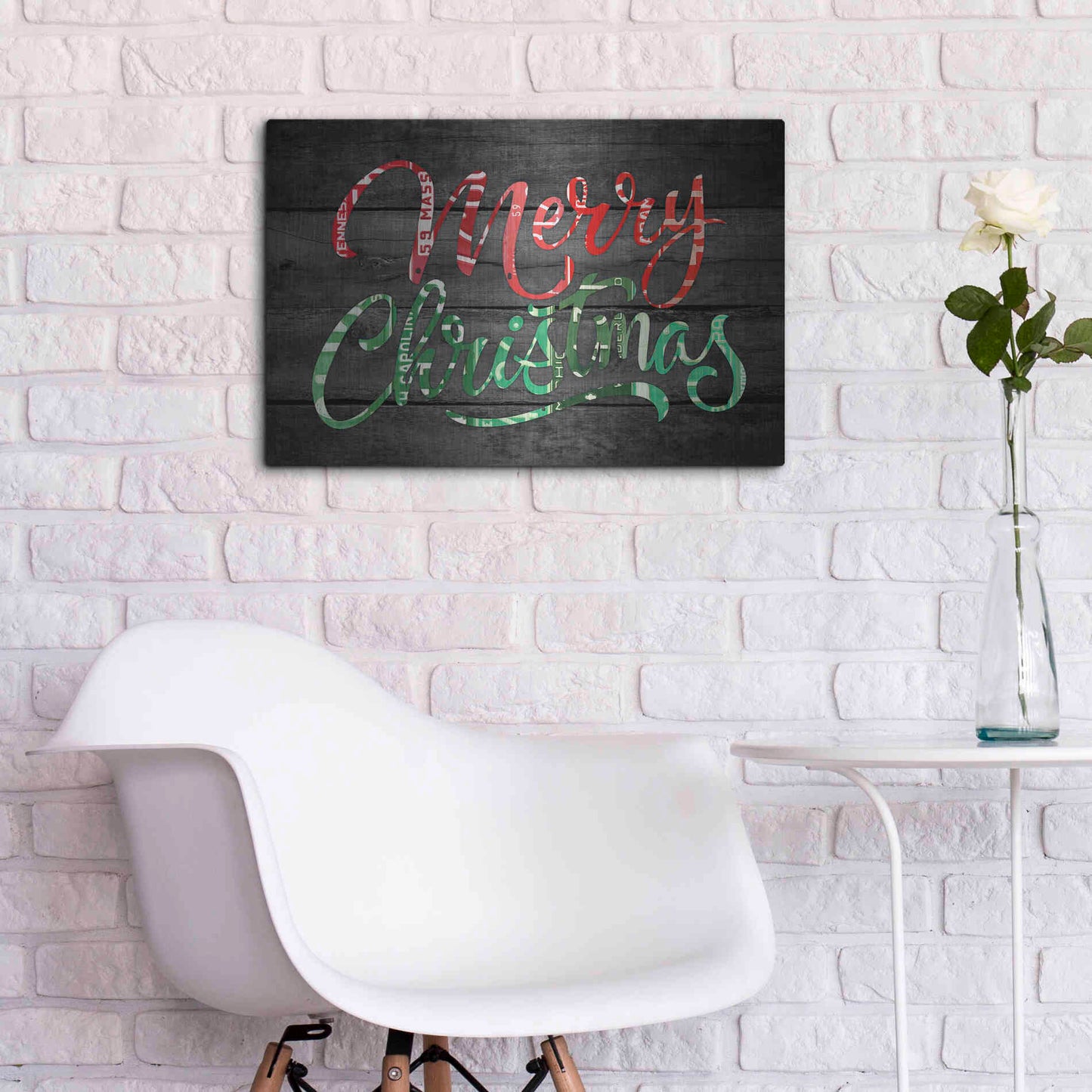Luxe Metal Art 'Merry Christmas License Plates' by Design Turnpike, Metal Wall Art,24x16