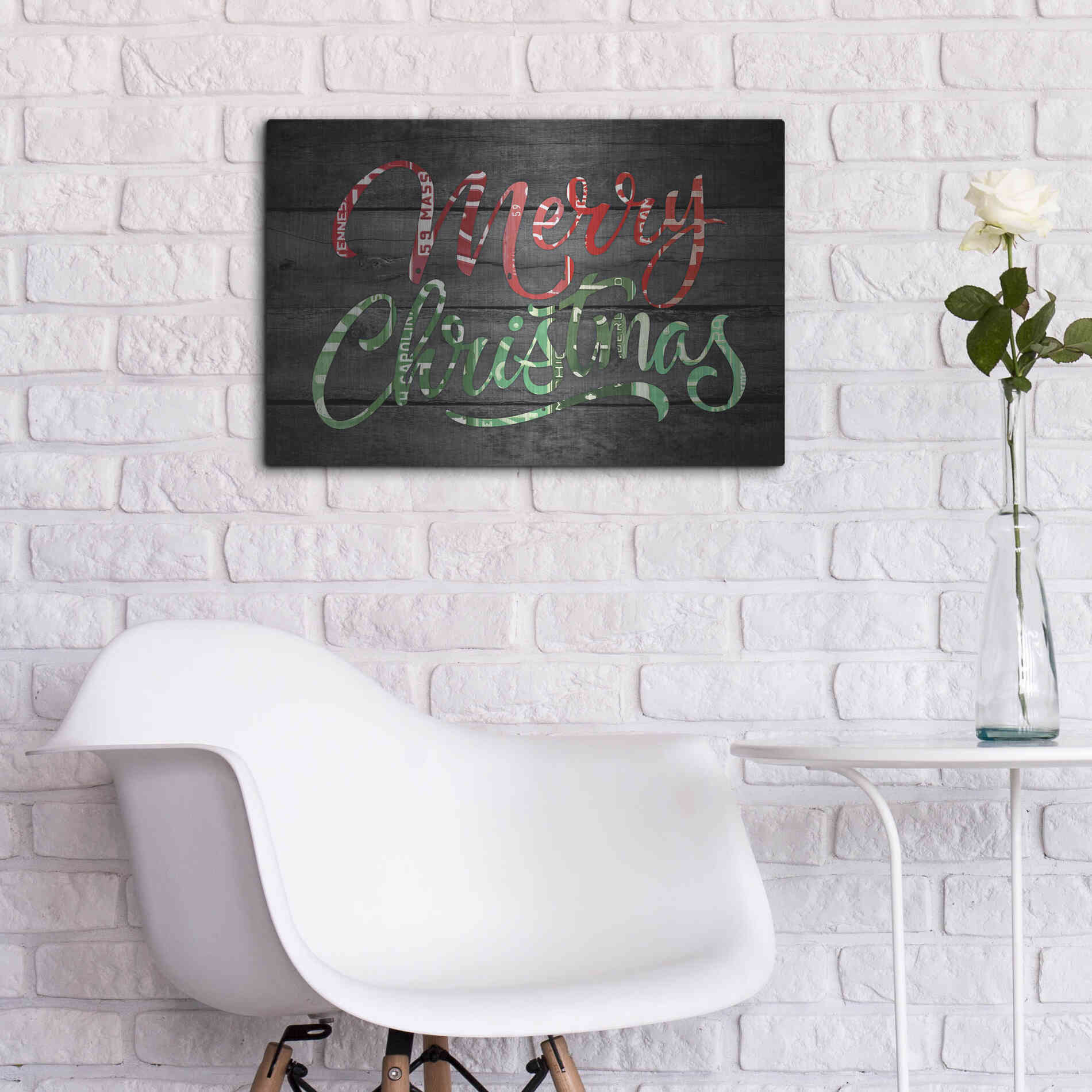 Luxe Metal Art 'Merry Christmas License Plates' by Design Turnpike, Metal Wall Art,24x16