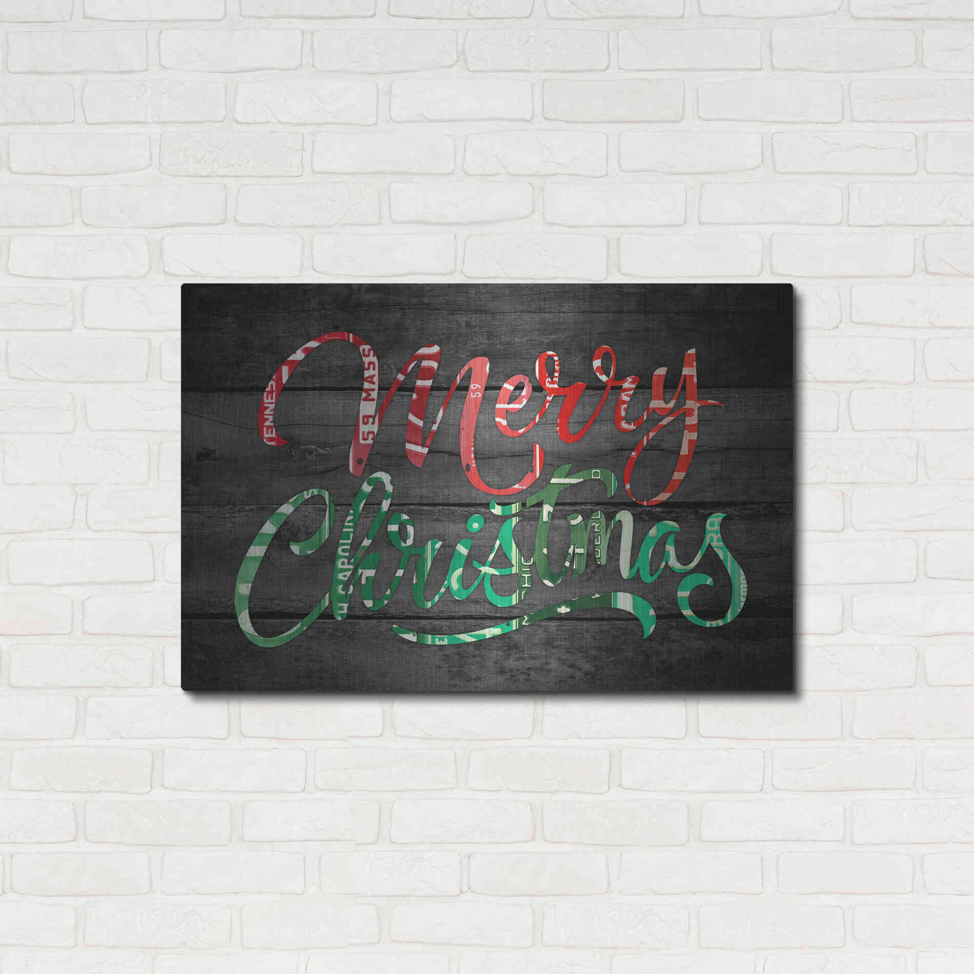 Luxe Metal Art 'Merry Christmas License Plates' by Design Turnpike, Metal Wall Art,36x24