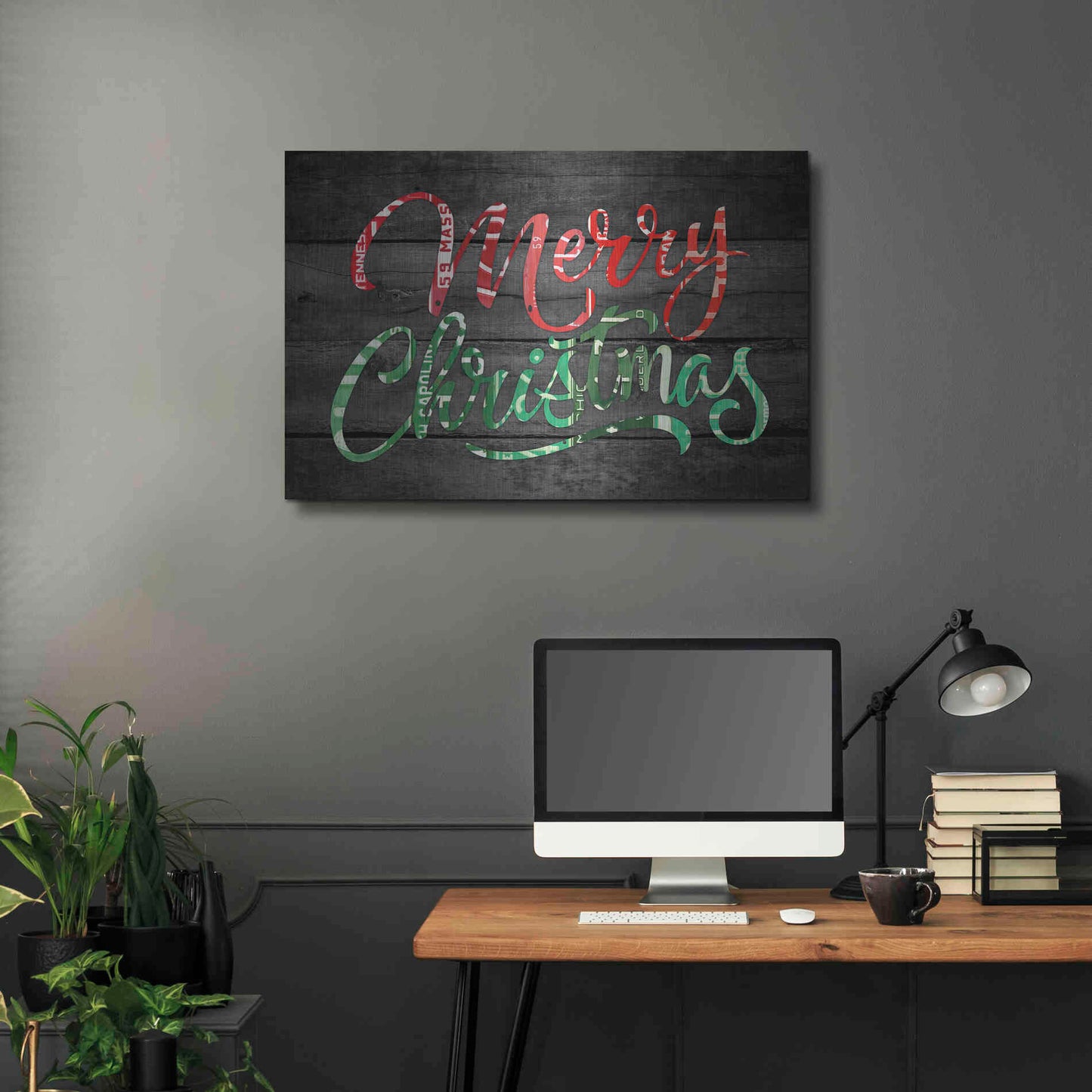 Luxe Metal Art 'Merry Christmas License Plates' by Design Turnpike, Metal Wall Art,36x24