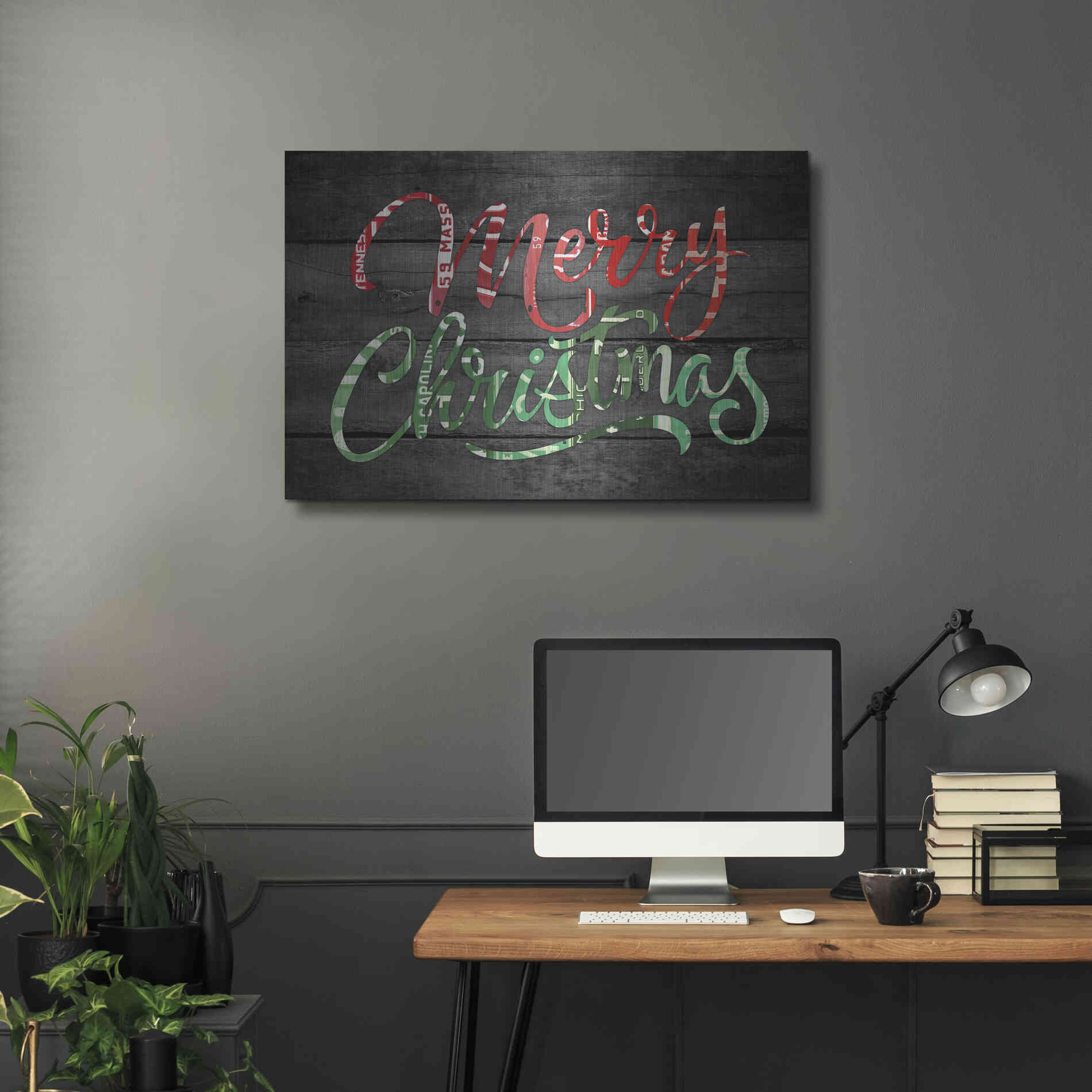 Luxe Metal Art 'Merry Christmas License Plates' by Design Turnpike, Metal Wall Art,36x24