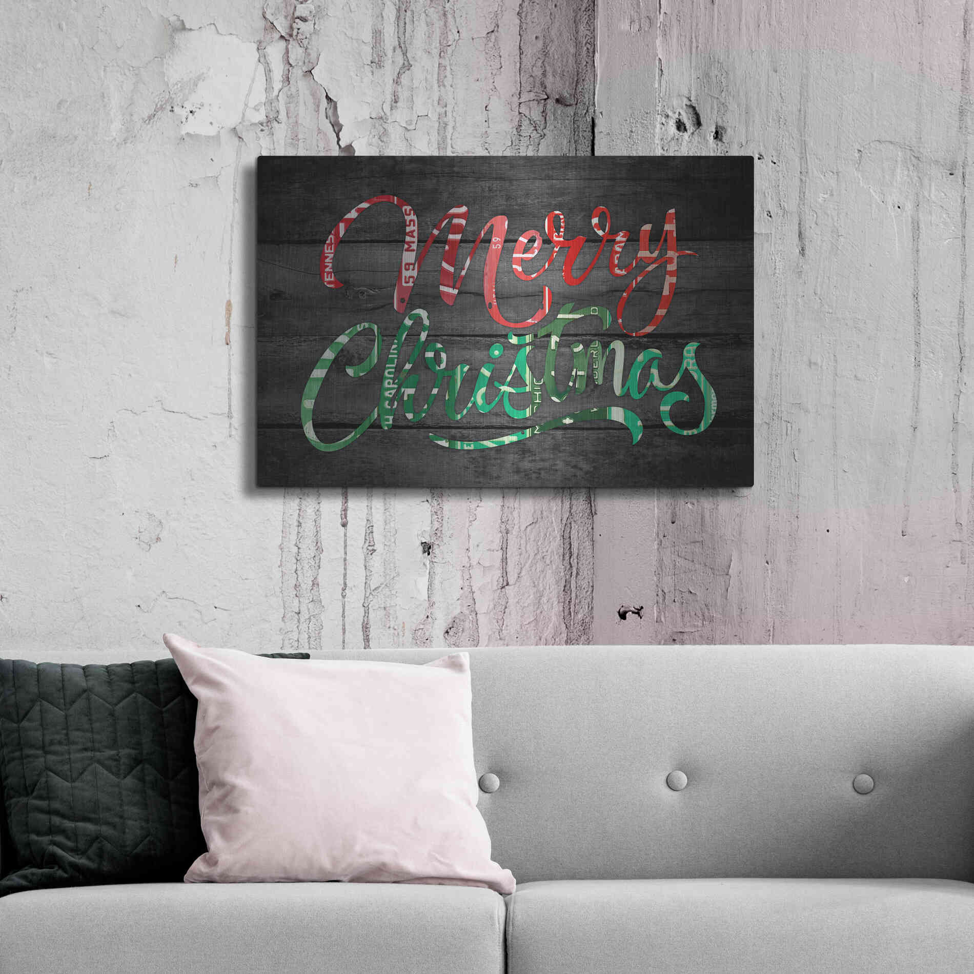 Luxe Metal Art 'Merry Christmas License Plates' by Design Turnpike, Metal Wall Art,36x24