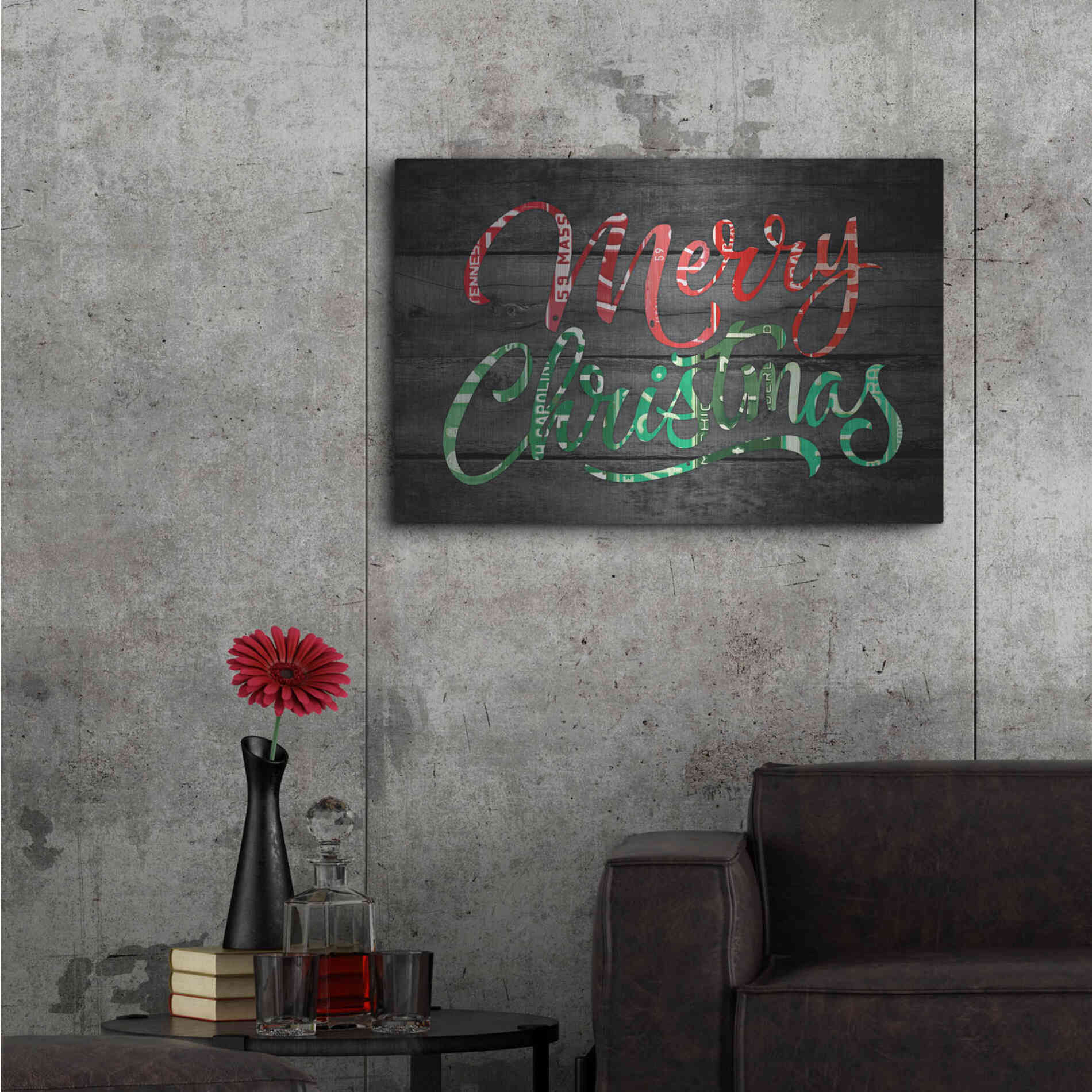 Luxe Metal Art 'Merry Christmas License Plates' by Design Turnpike, Metal Wall Art,36x24