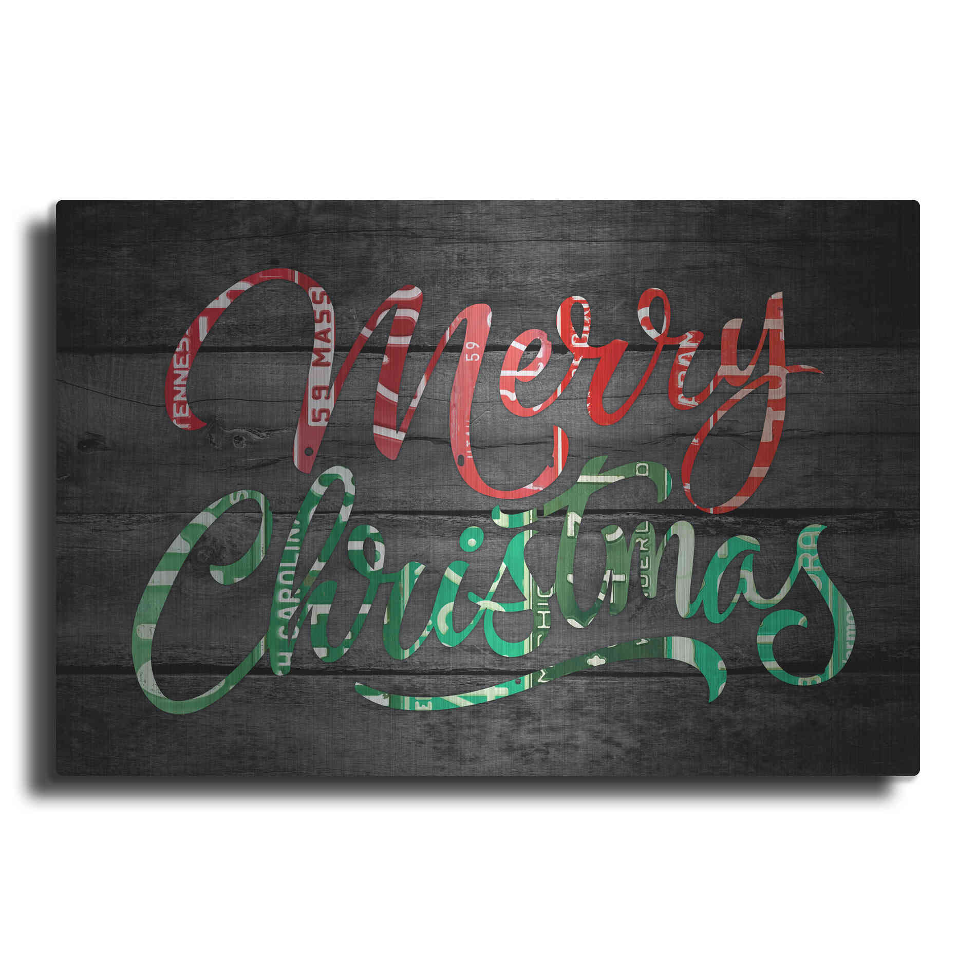 Luxe Metal Art 'Merry Christmas License Plates' by Design Turnpike, Metal Wall Art