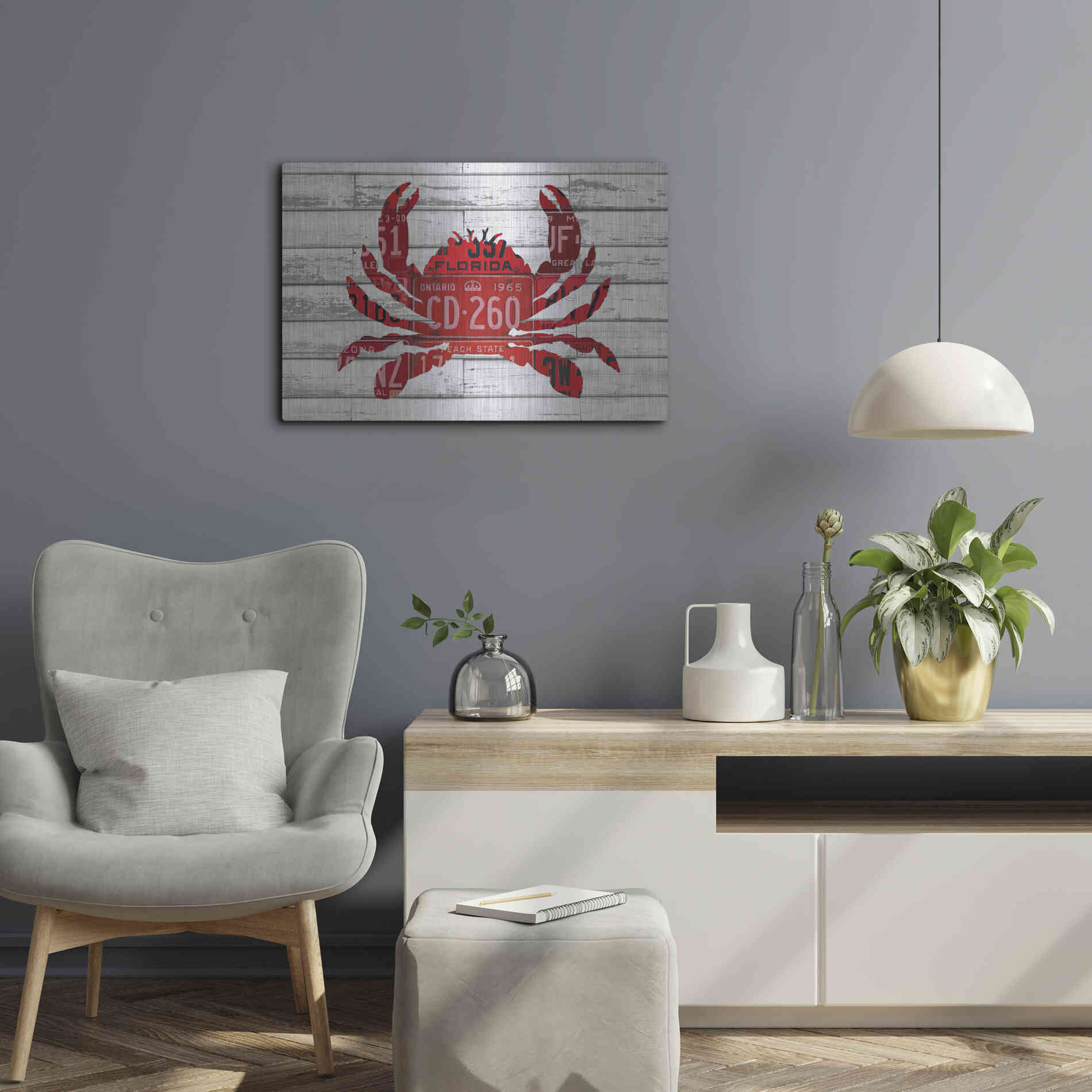 Luxe Metal Art 'Crab' by Design Turnpike, Metal Wall Art,24x16